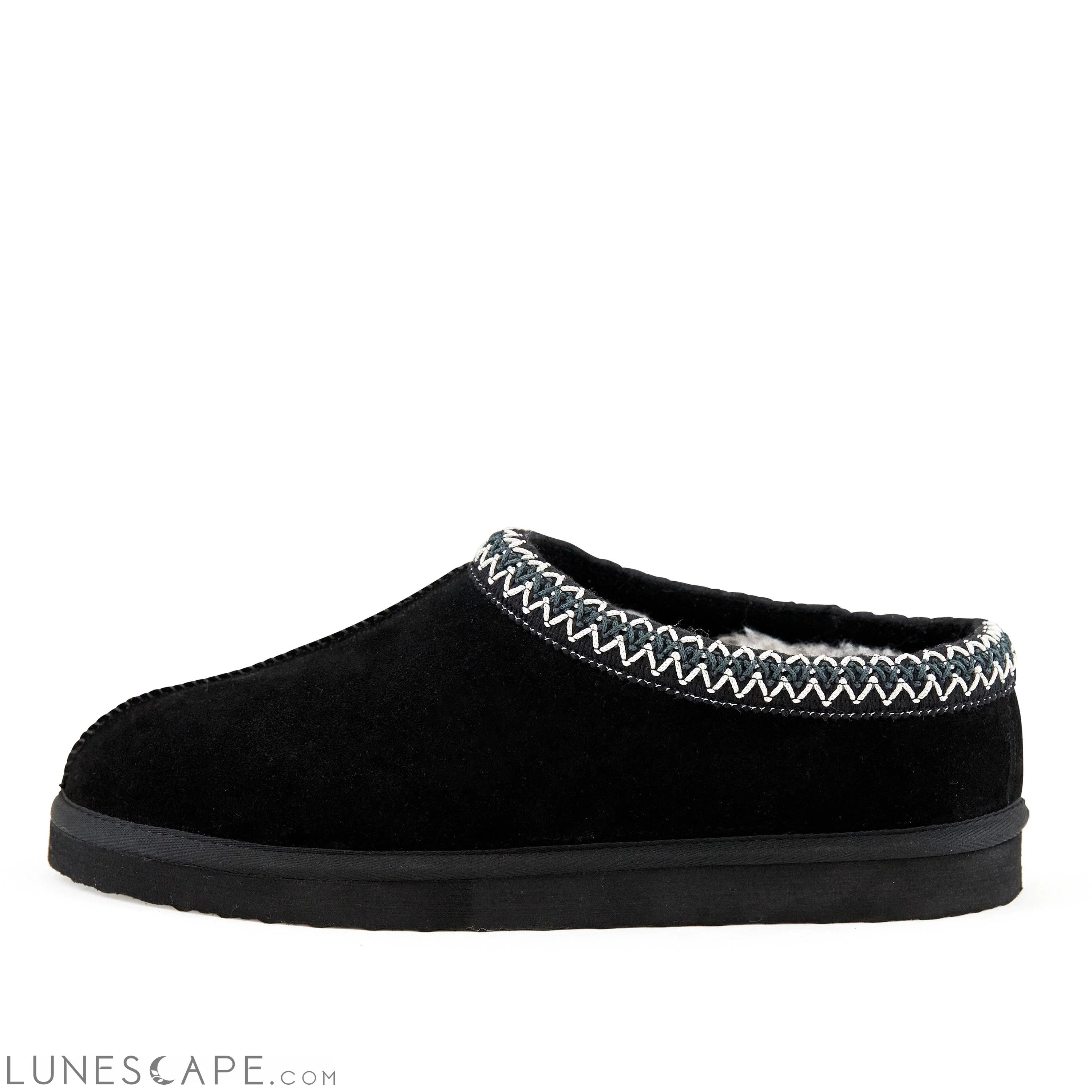 Shearling Slipper Mules - Black LUNESCAPE