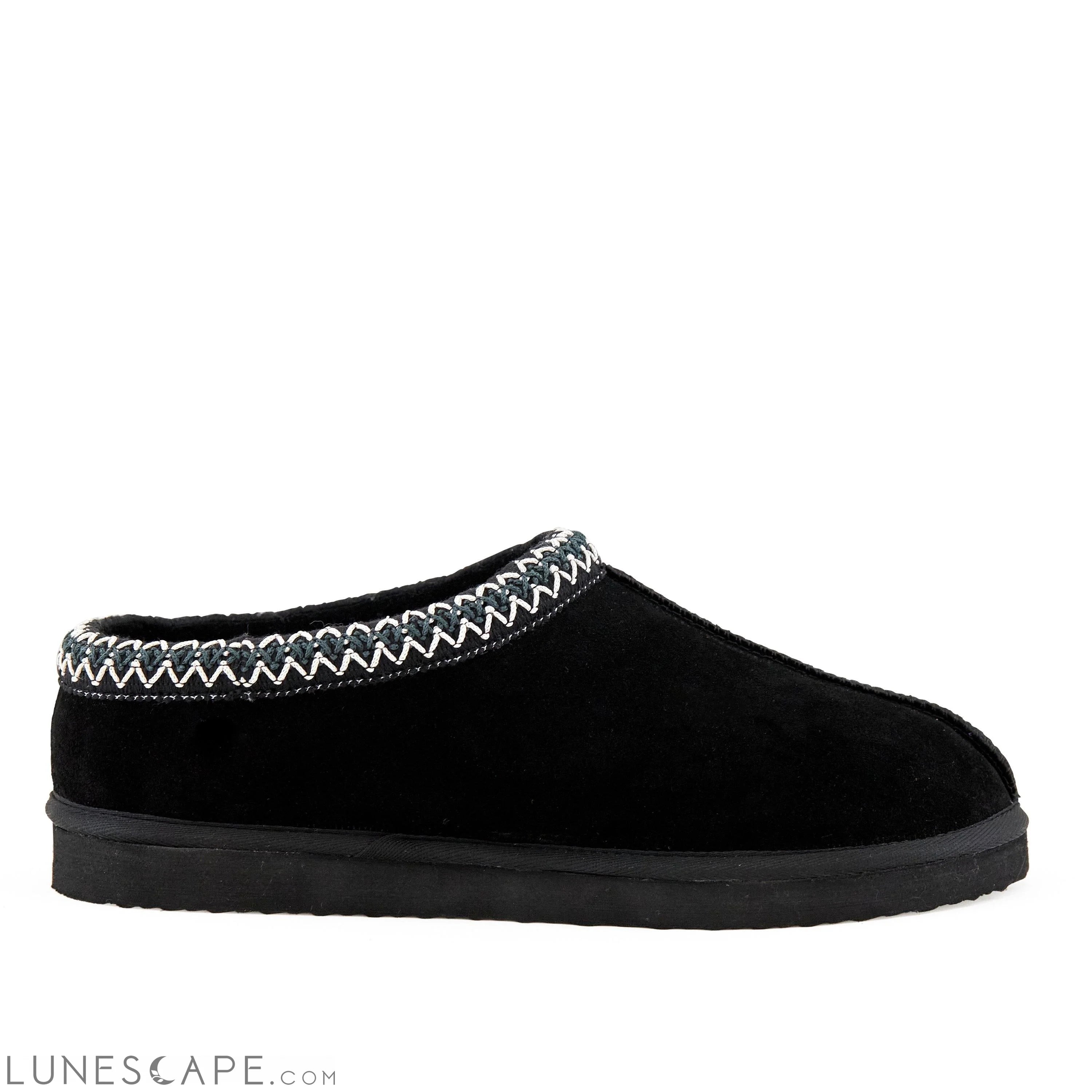 Shearling Slipper Mules - Black LUNESCAPE