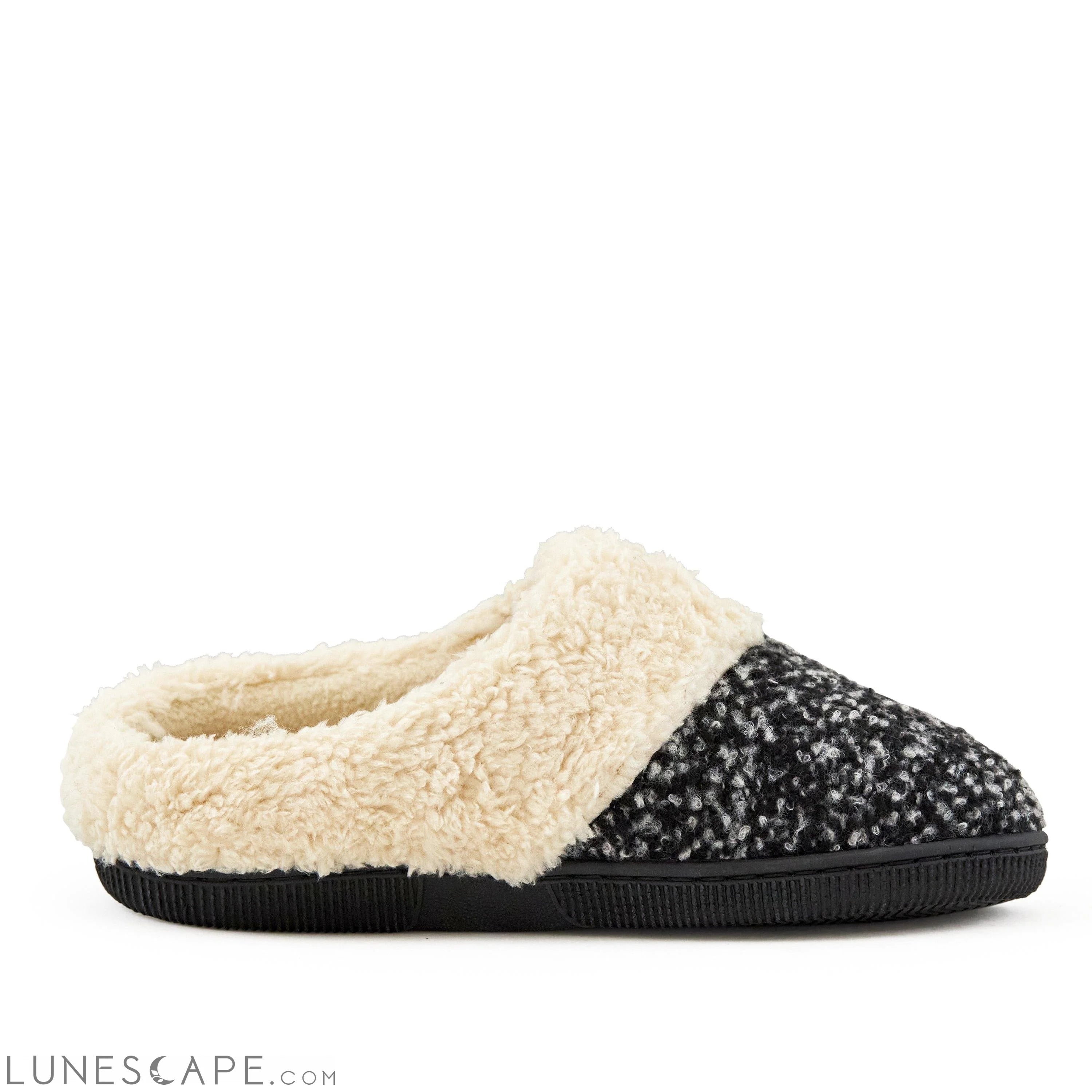 Shearling Slipper Mules - Charcoal LUNESCAPE