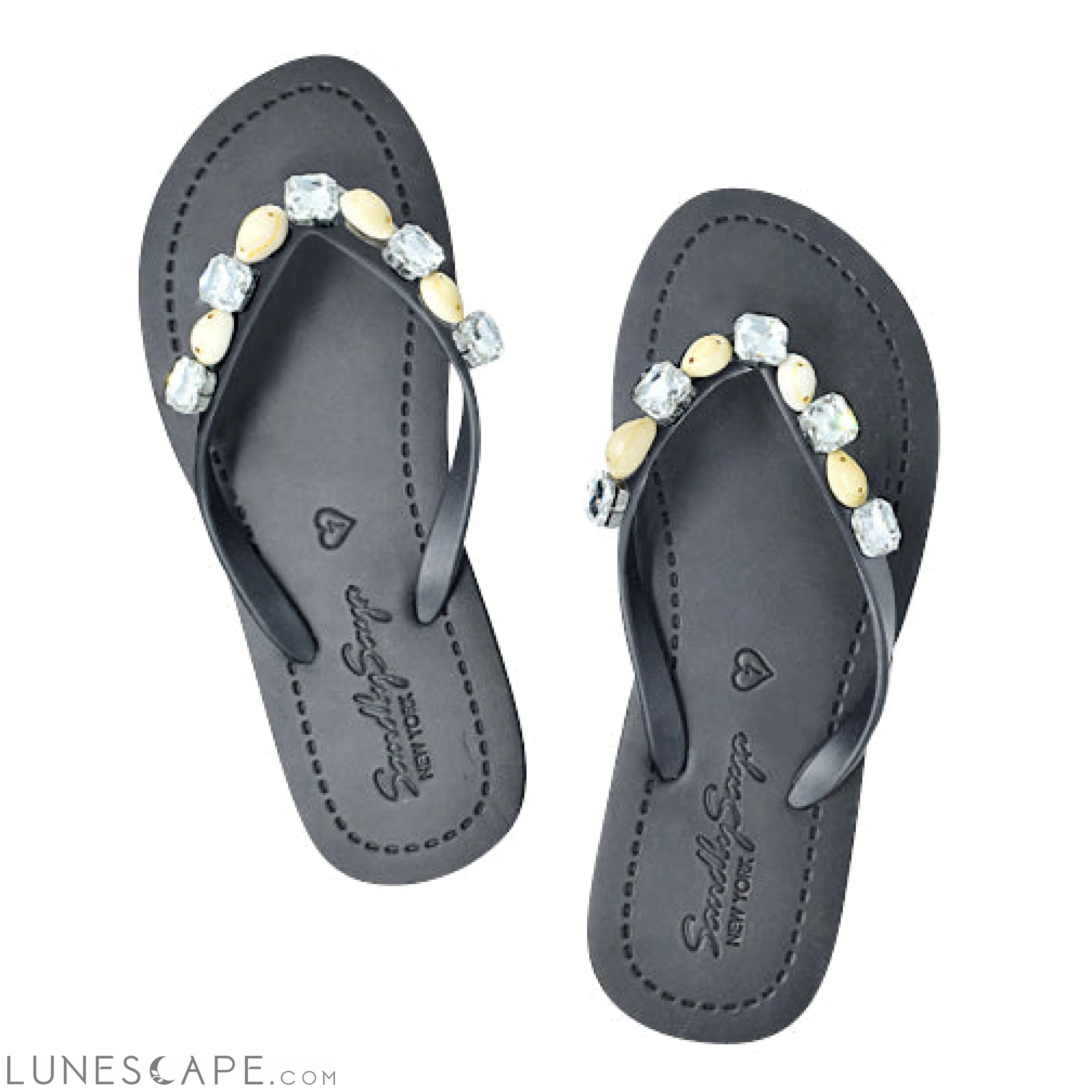 Shell Beach- Crystal Flat Flip Flops Sandal LUNESCAPE