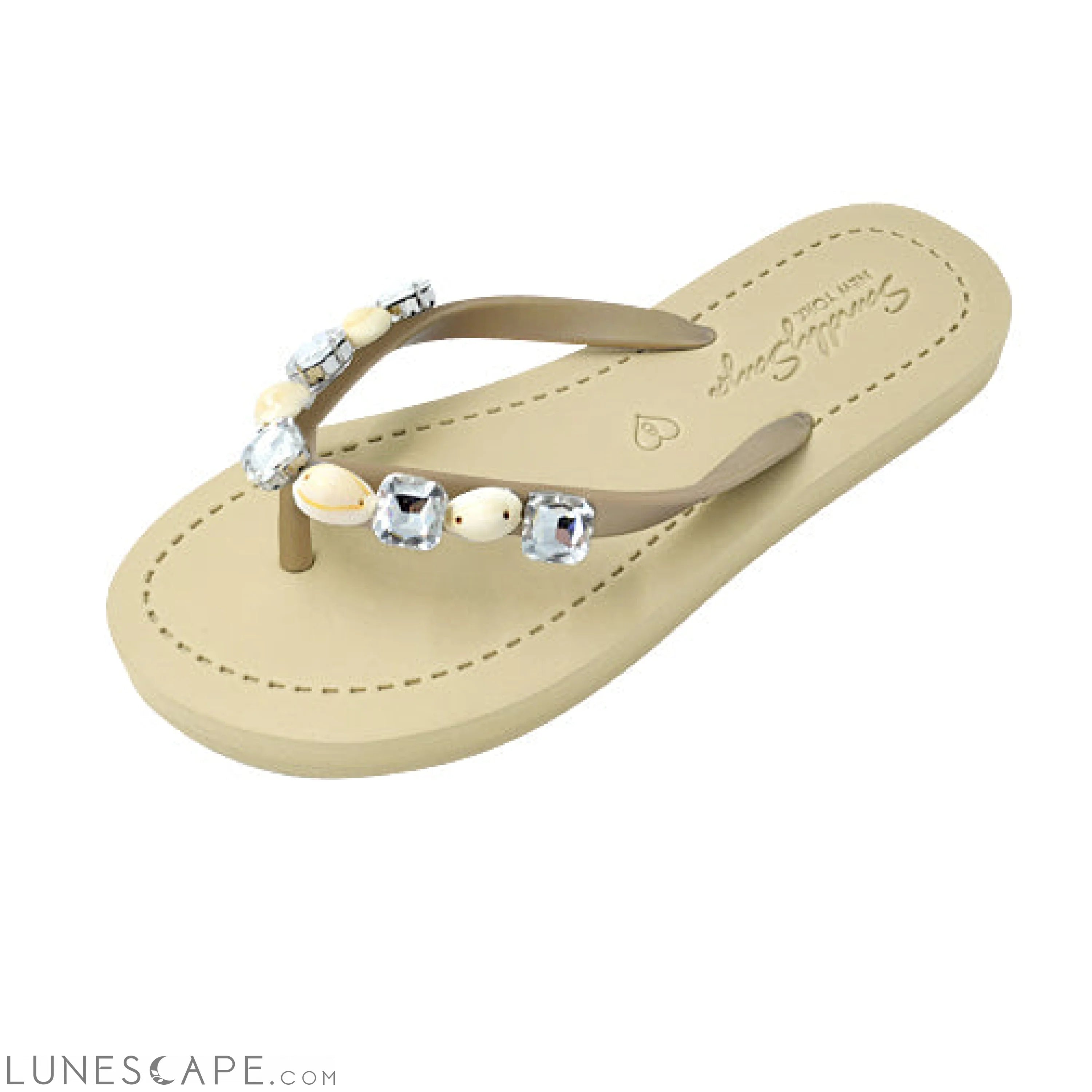 Shell Beach- Crystal Flat Flip Flops Sandal LUNESCAPE