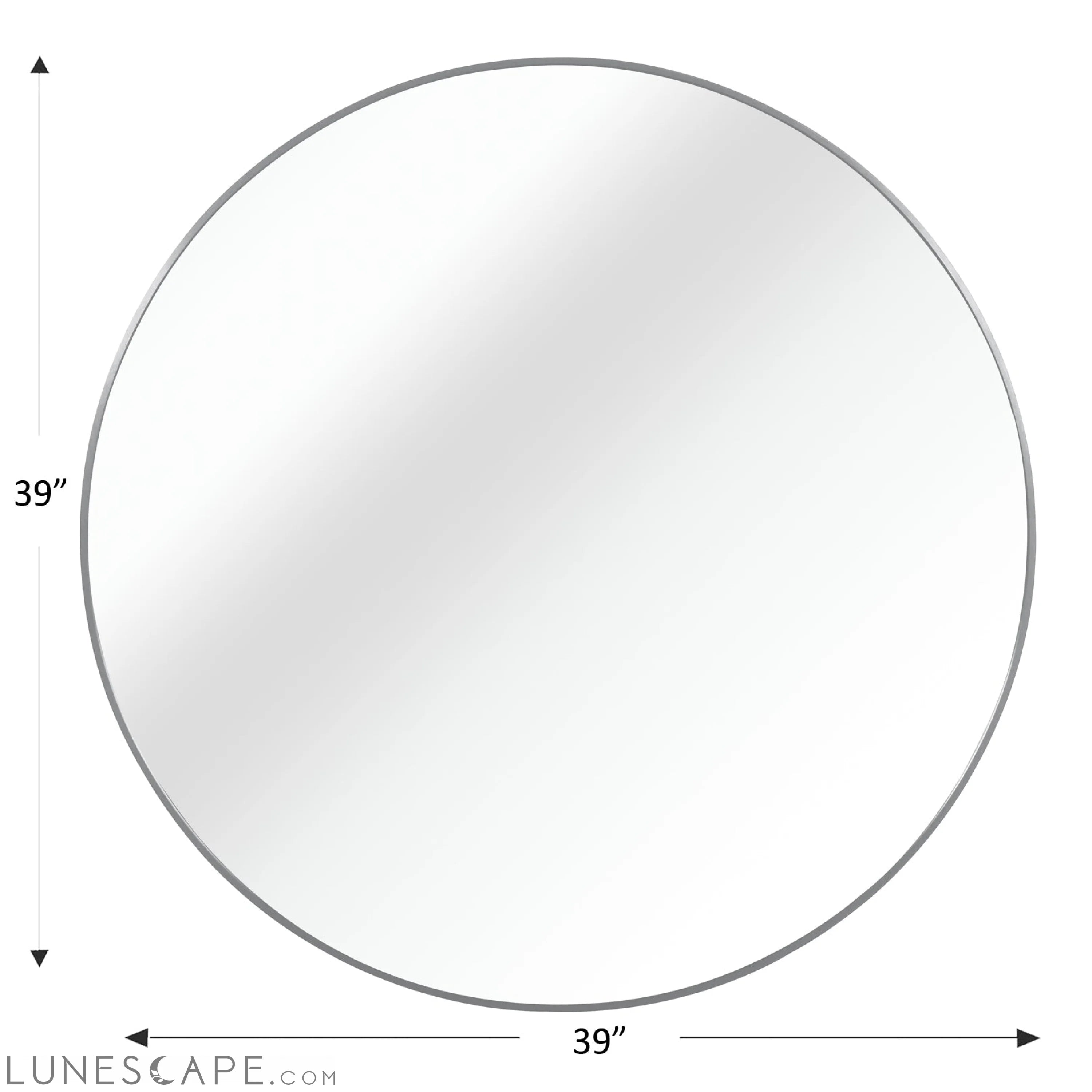 Silver 39 Inch Metal Round Bathroom Mirror LUNESCAPE