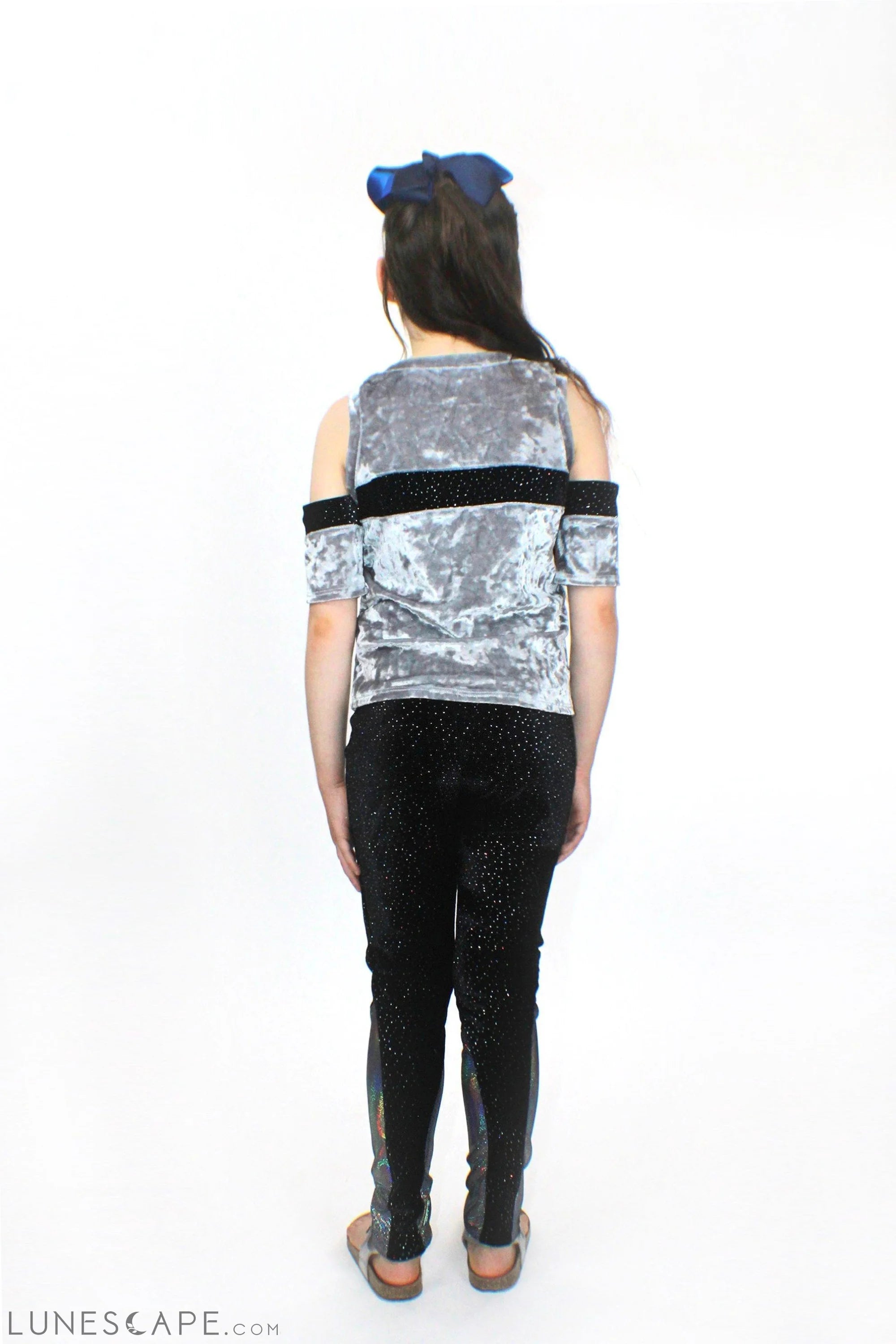 Silver Crushed Velvet and Glitter Top LUNESCAPE