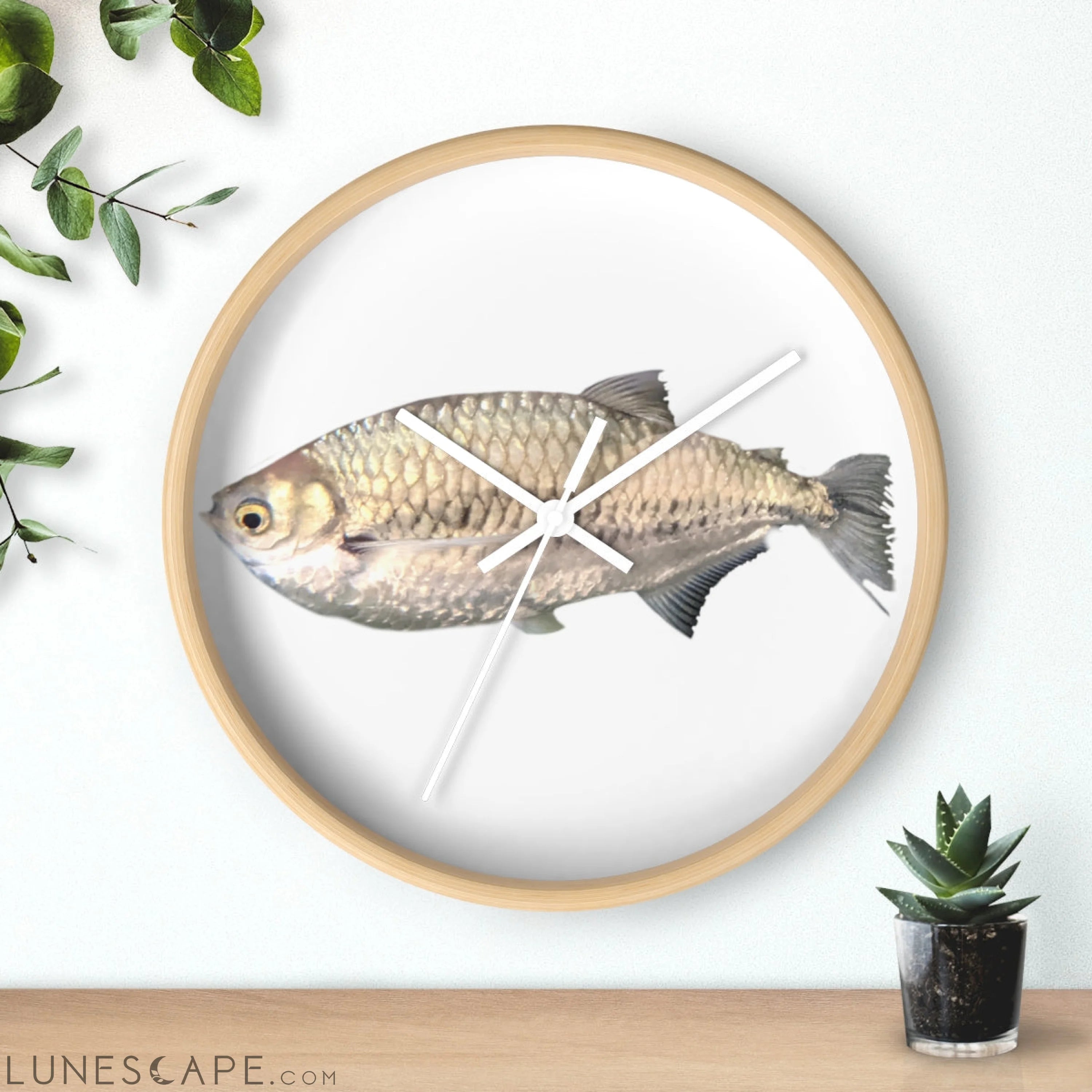 Silver Fish Wall clock LUNESCAPE