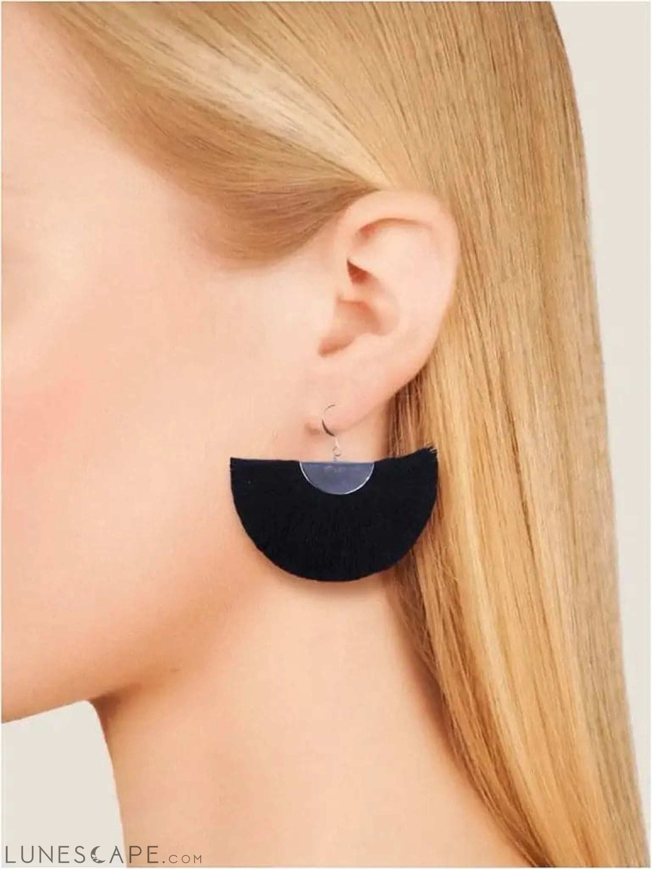 Silver Half Moon Fan Earrings LUNESCAPE