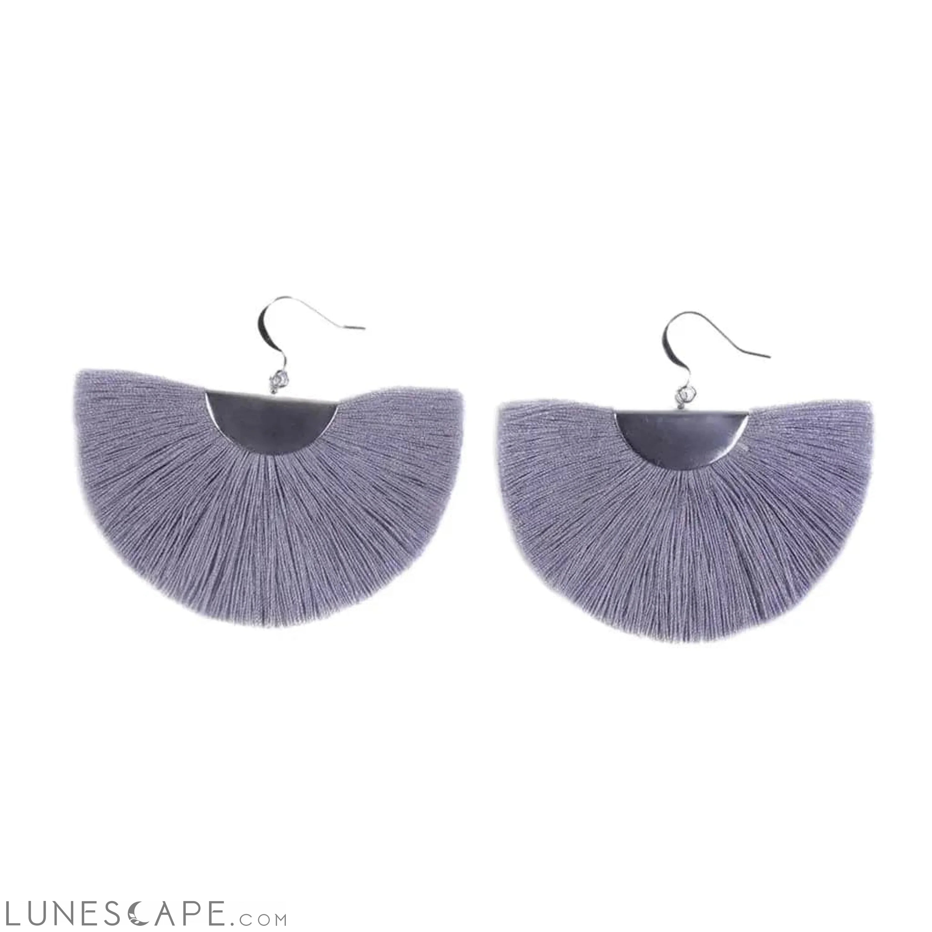 Silver Half Moon Fan Earrings LUNESCAPE