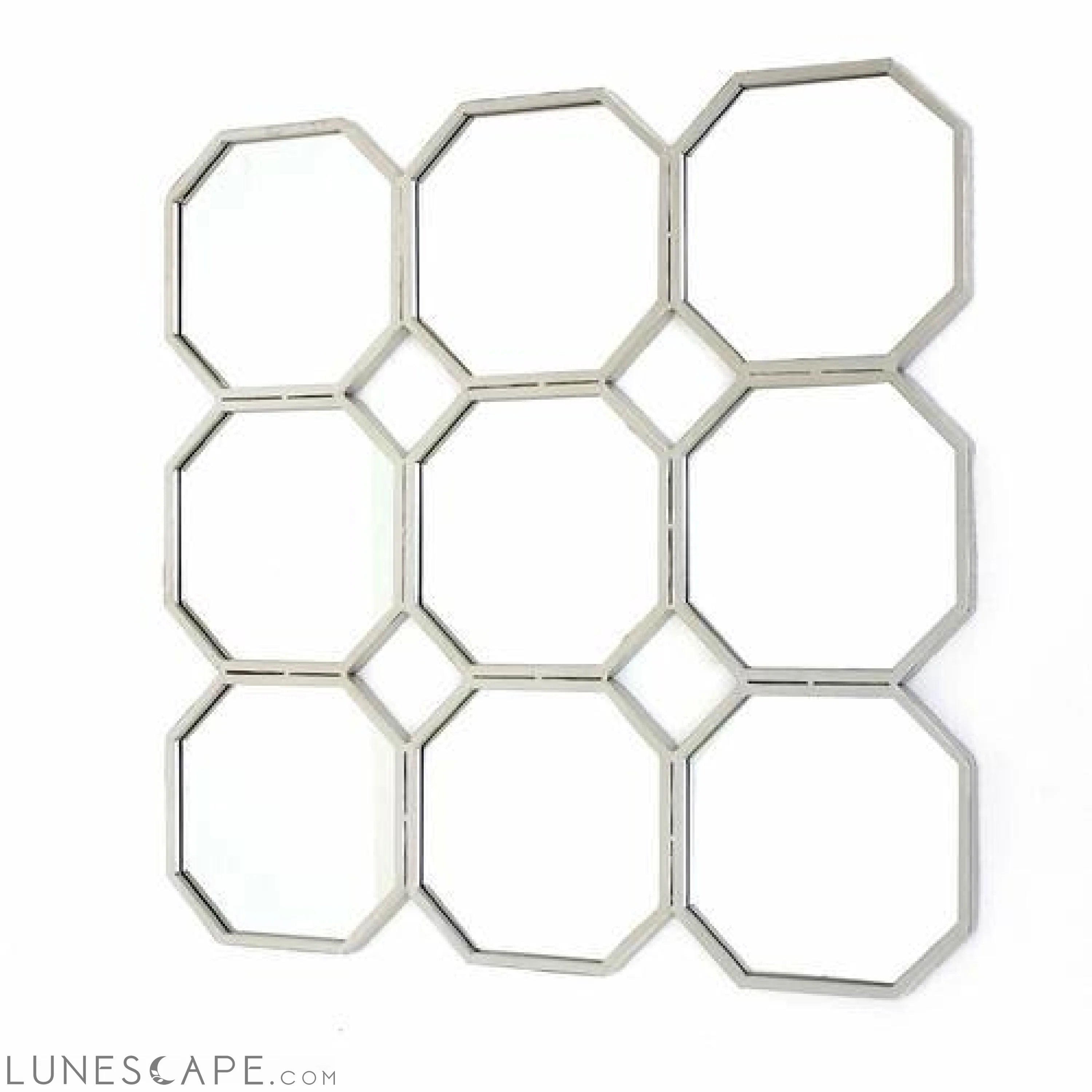 Silver, Mirrored, Metal - Wall Sculpture - 30.5" x 30.5" x 1" LUNESCAPE