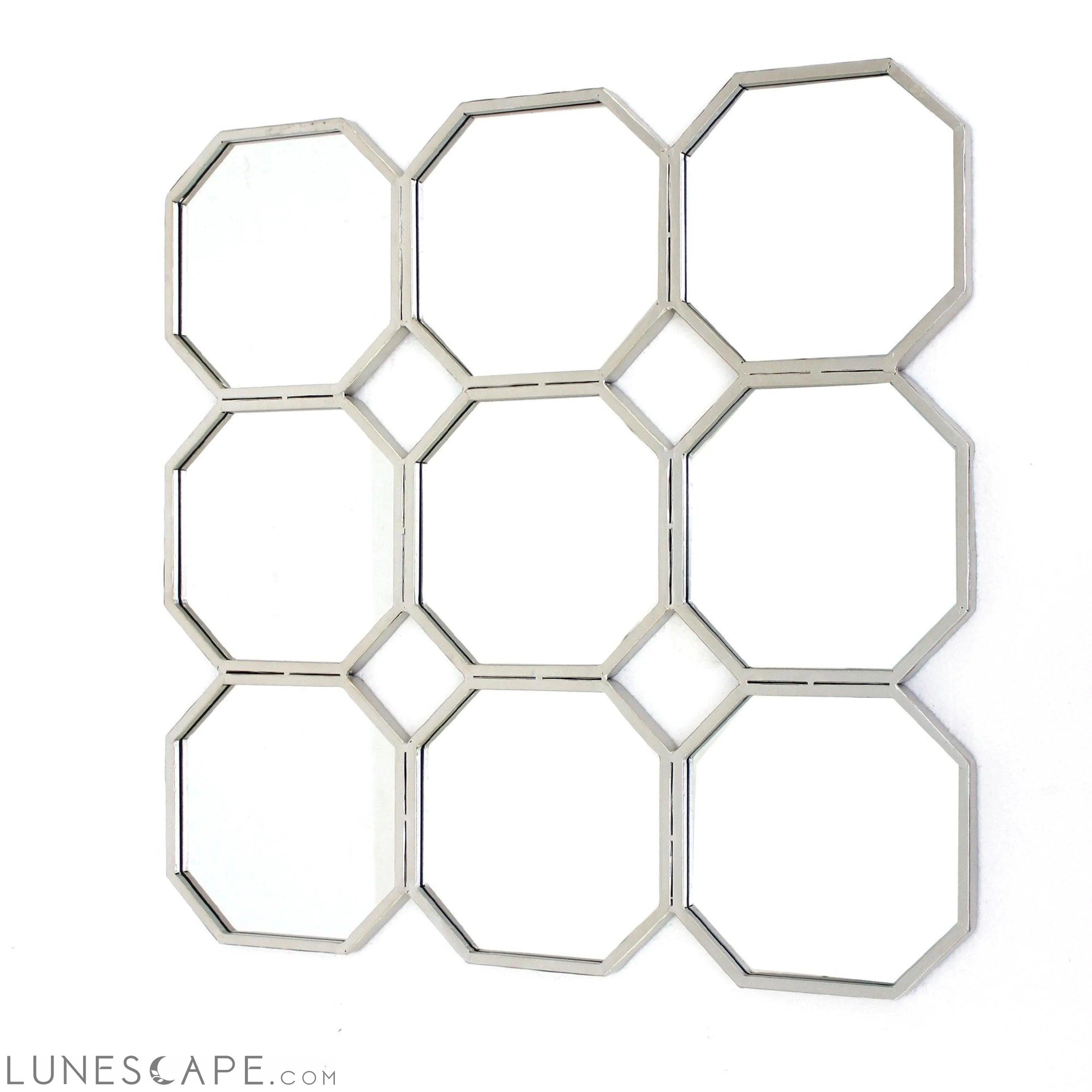 Silver, Mirrored, Metal - Wall Sculpture - 30.5" x 30.5" x 1" LUNESCAPE