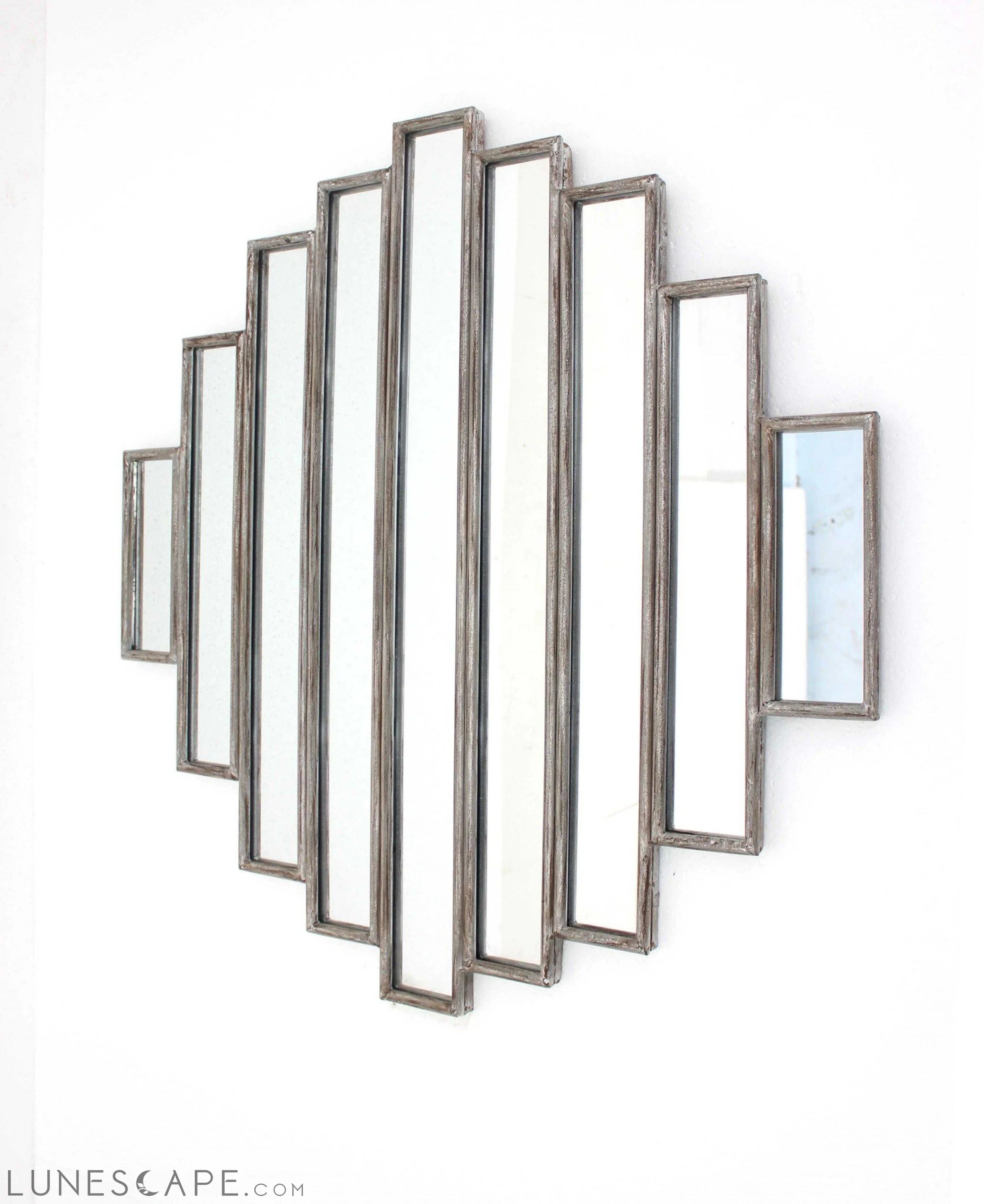 Silver Rustic Multi Mirrored Wall Sculpture - 36" x 36" x 2" LUNESCAPE