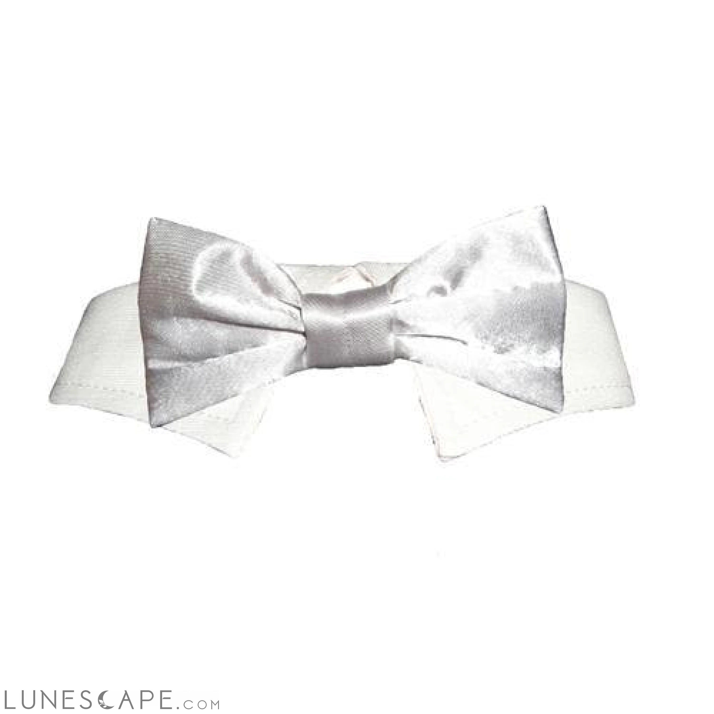 Silver Satin Bow Tie LUNESCAPE