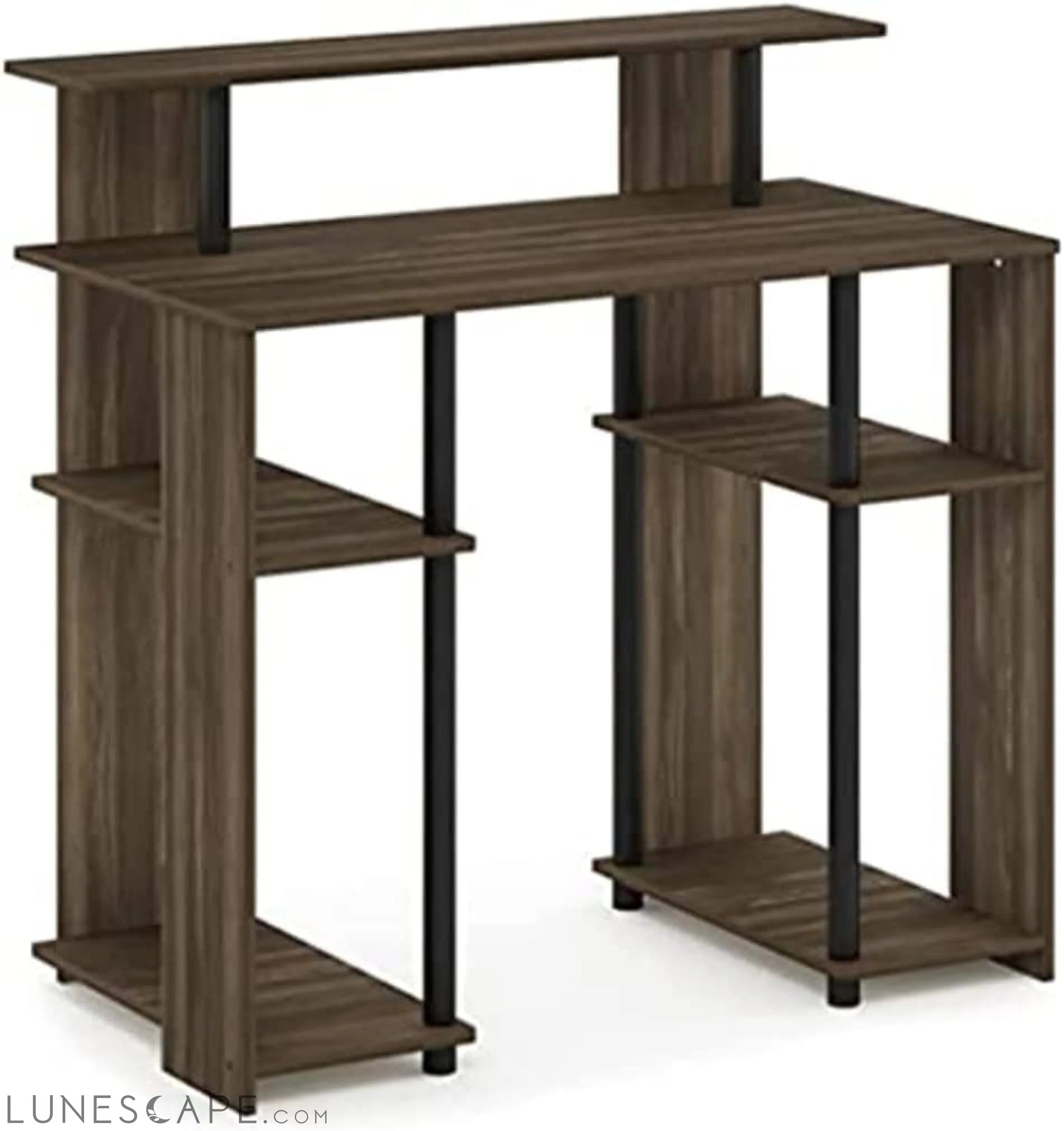 Simple Writing Desk in Walnut/Black Design LUNESCAPE