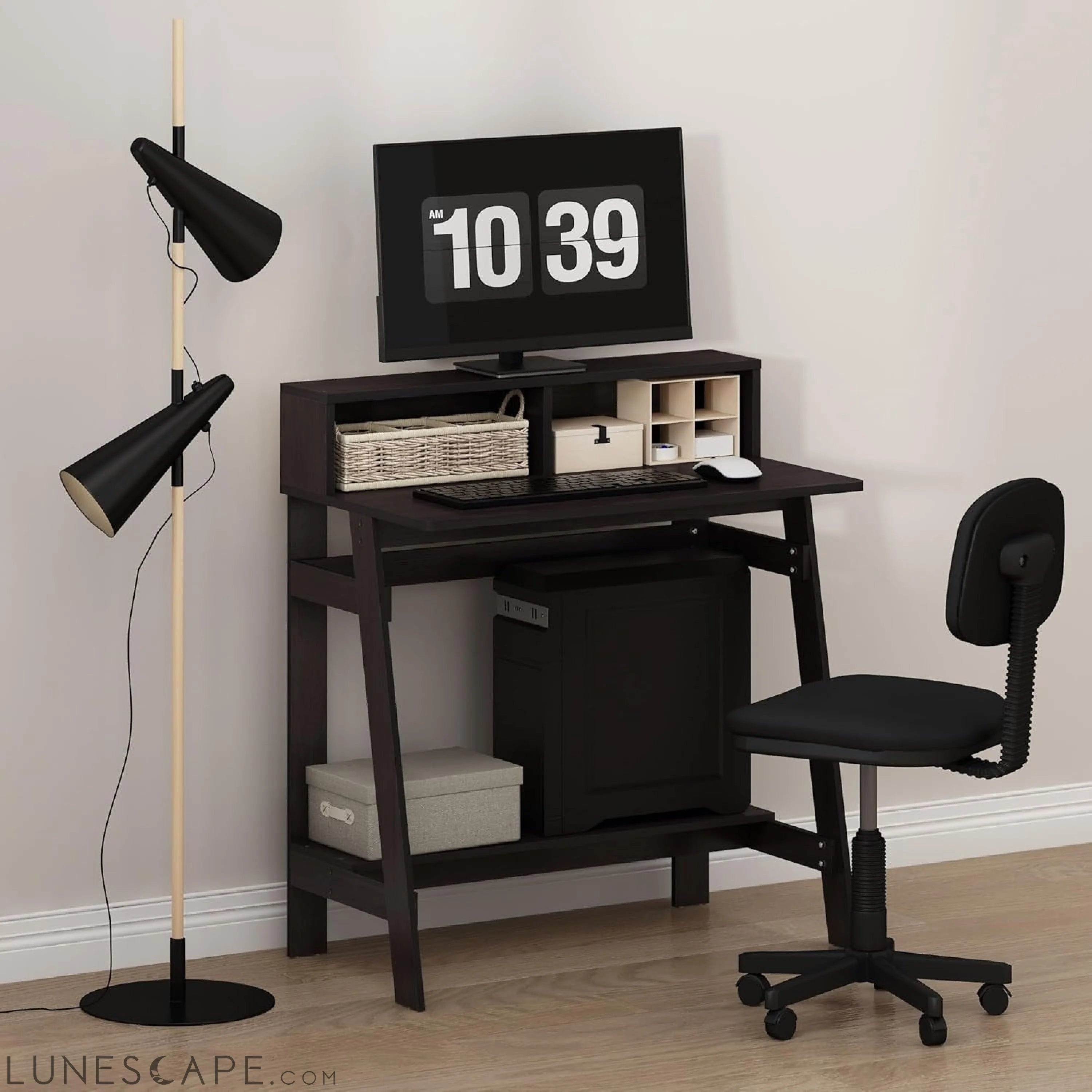 Simplistic a Frame Computer Desk, Dark Walnut LUNESCAPE
