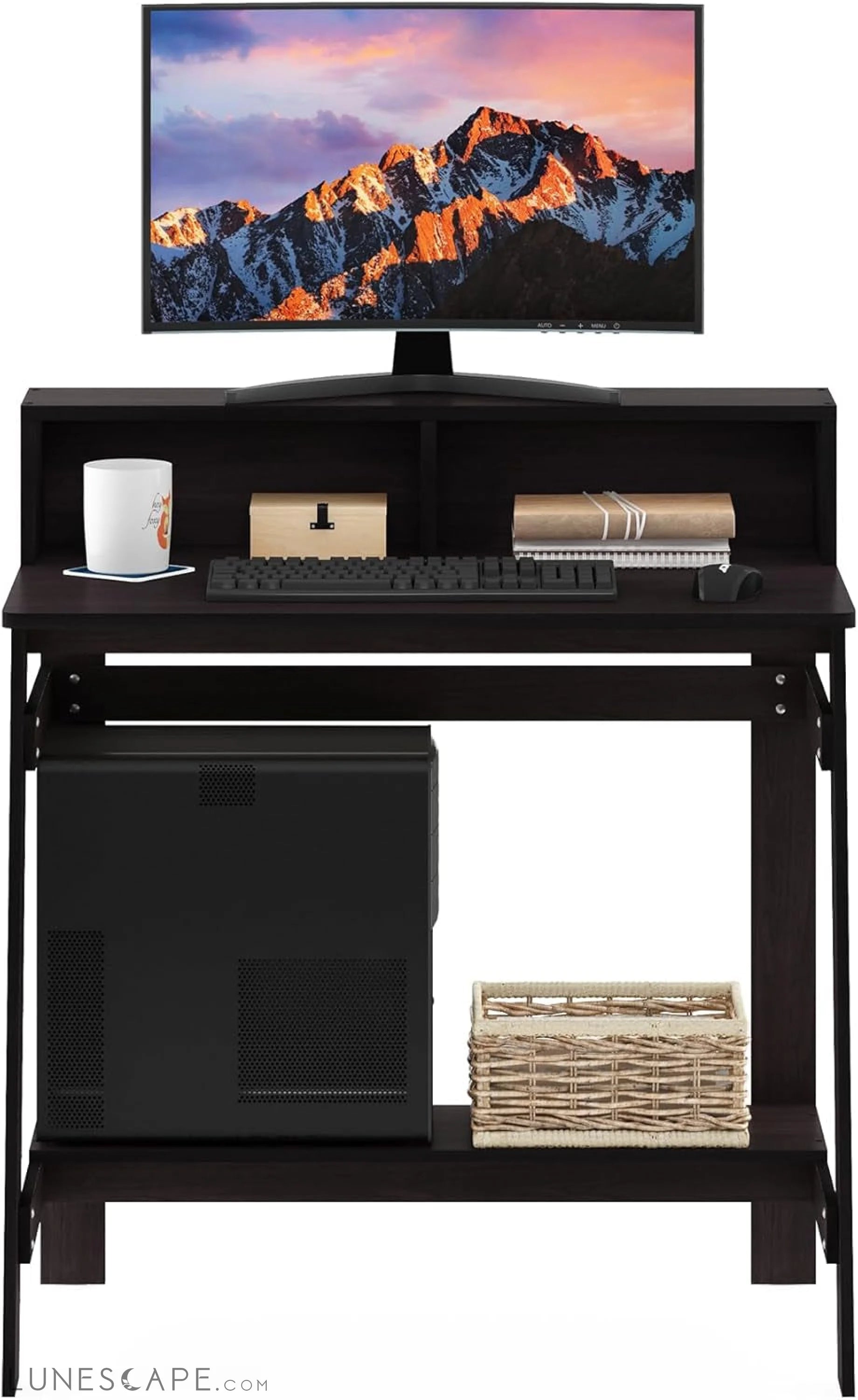Simplistic a Frame Computer Desk, Dark Walnut LUNESCAPE