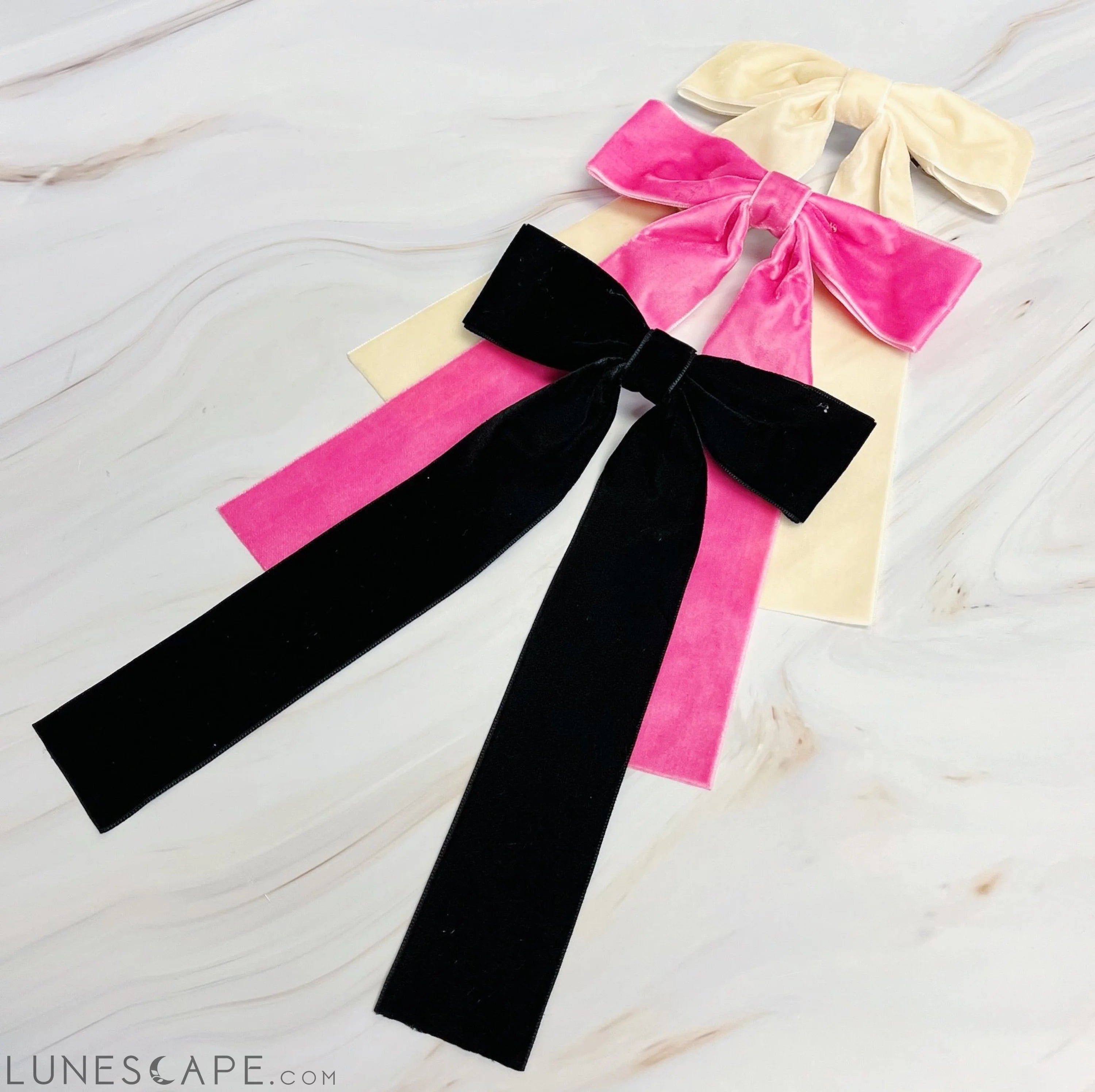Simply Velvet Bow Hair Clip Set of 3 LUNESCAPE