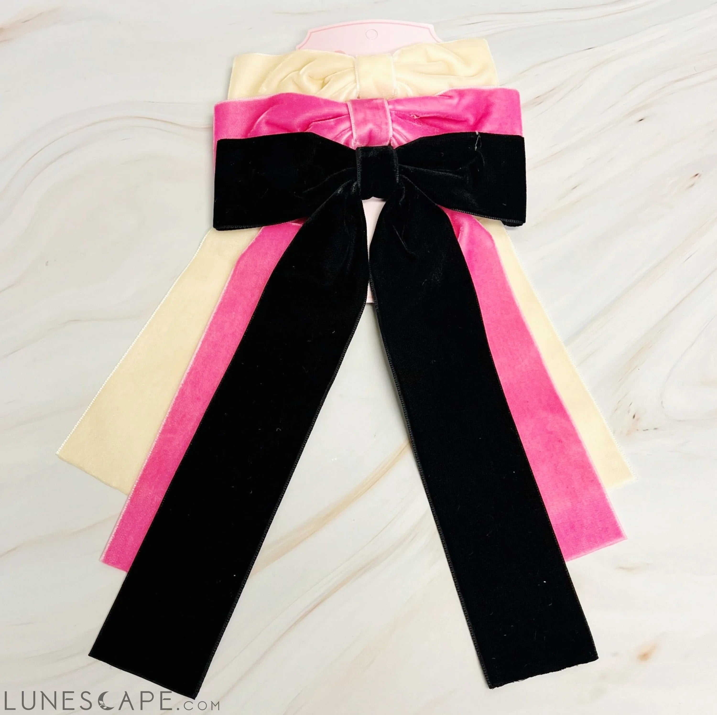 Simply Velvet Bow Hair Clip Set of 3 LUNESCAPE