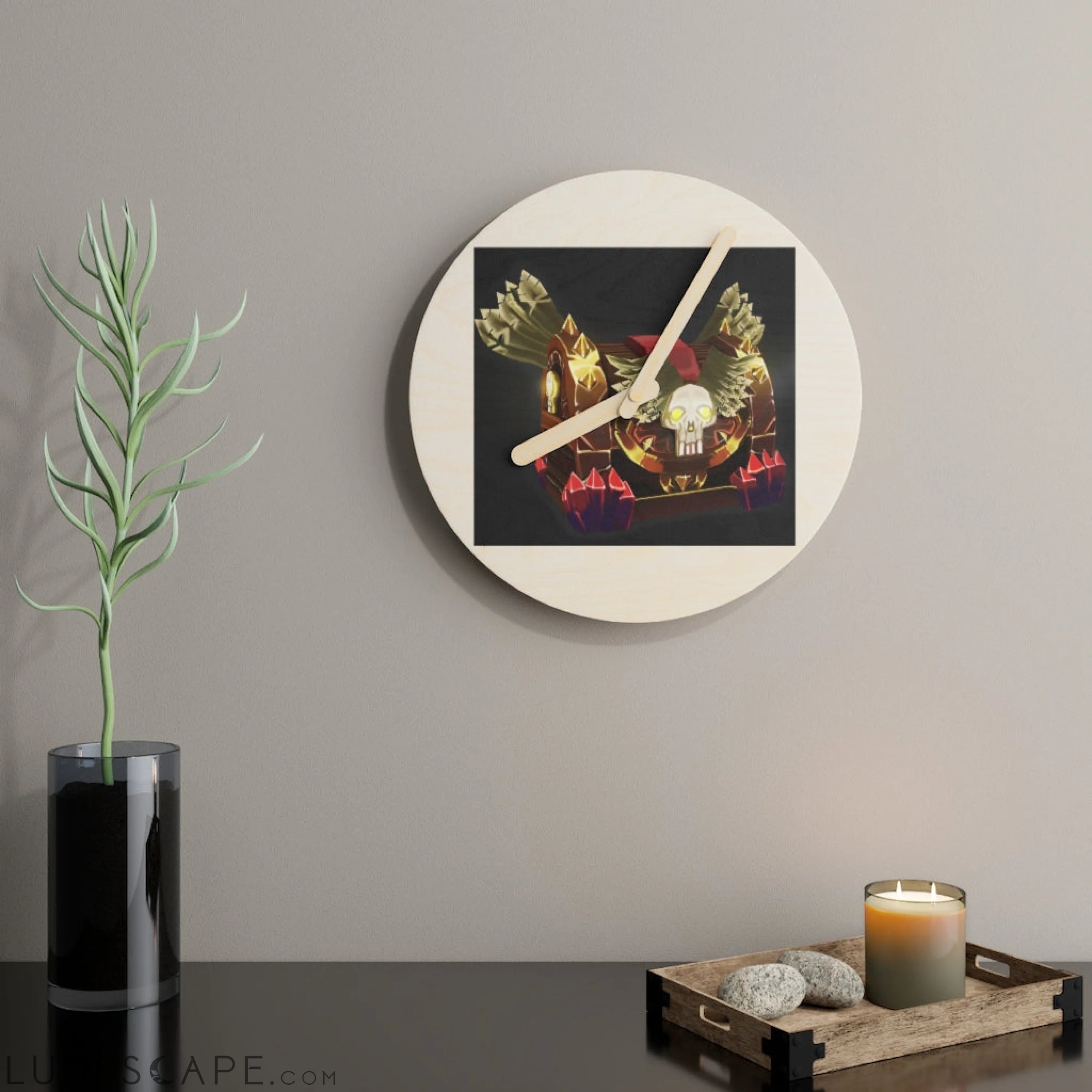 Skeleton Chest Wooden Wall Clock LUNESCAPE