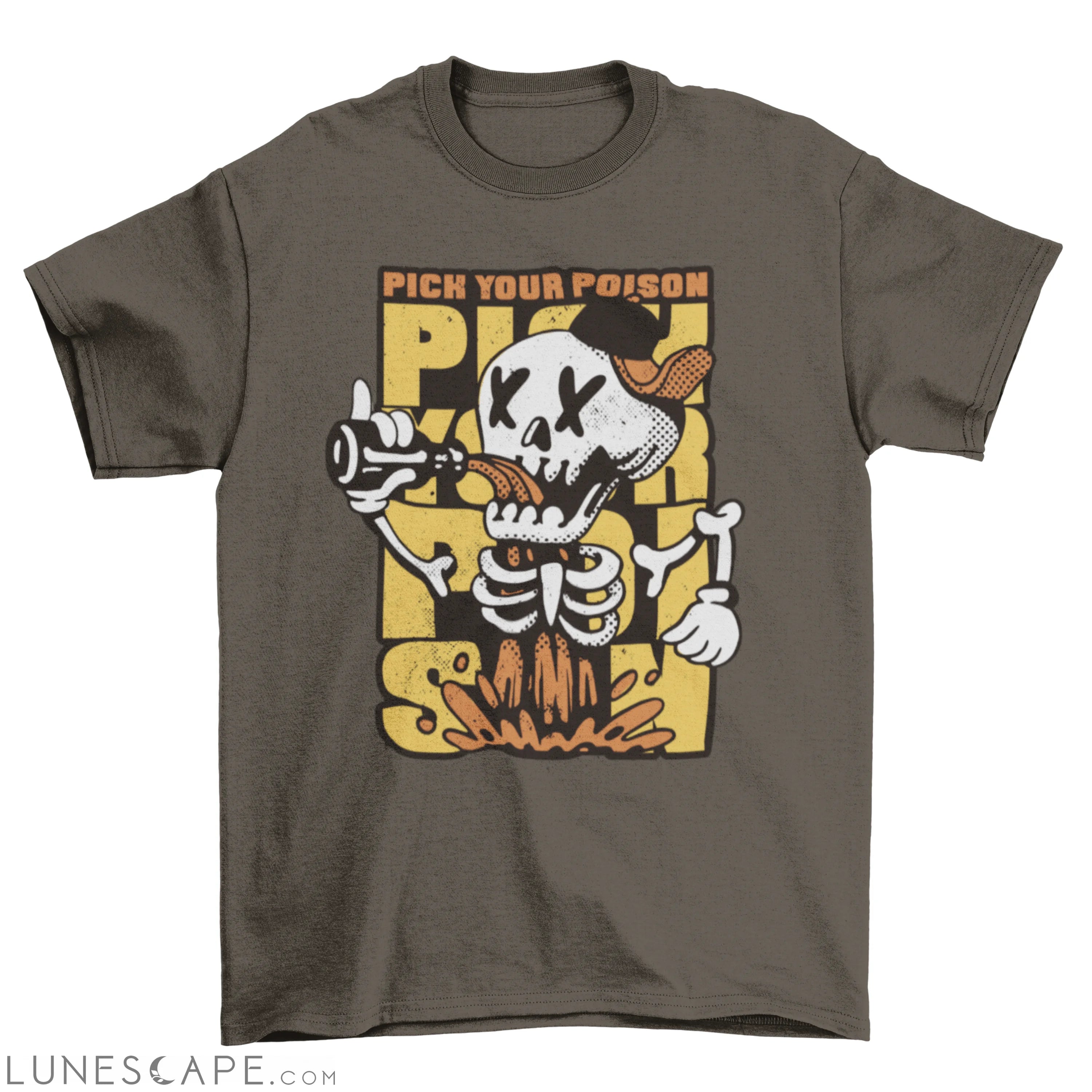 Skeleton poison retro cartoon t-shirt LUNESCAPE