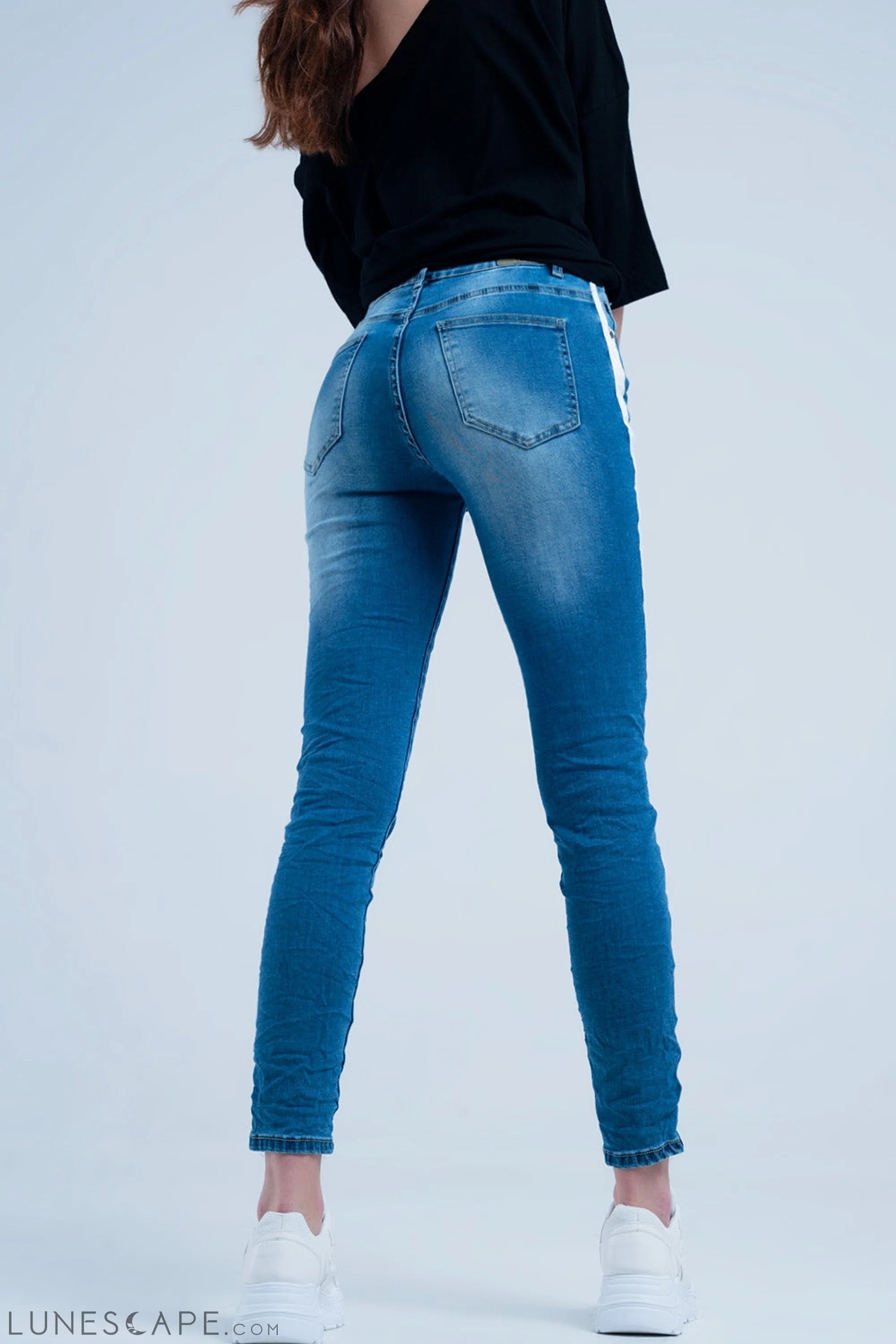 Skinny Jeans With White Side Stripe LUNESCAPE