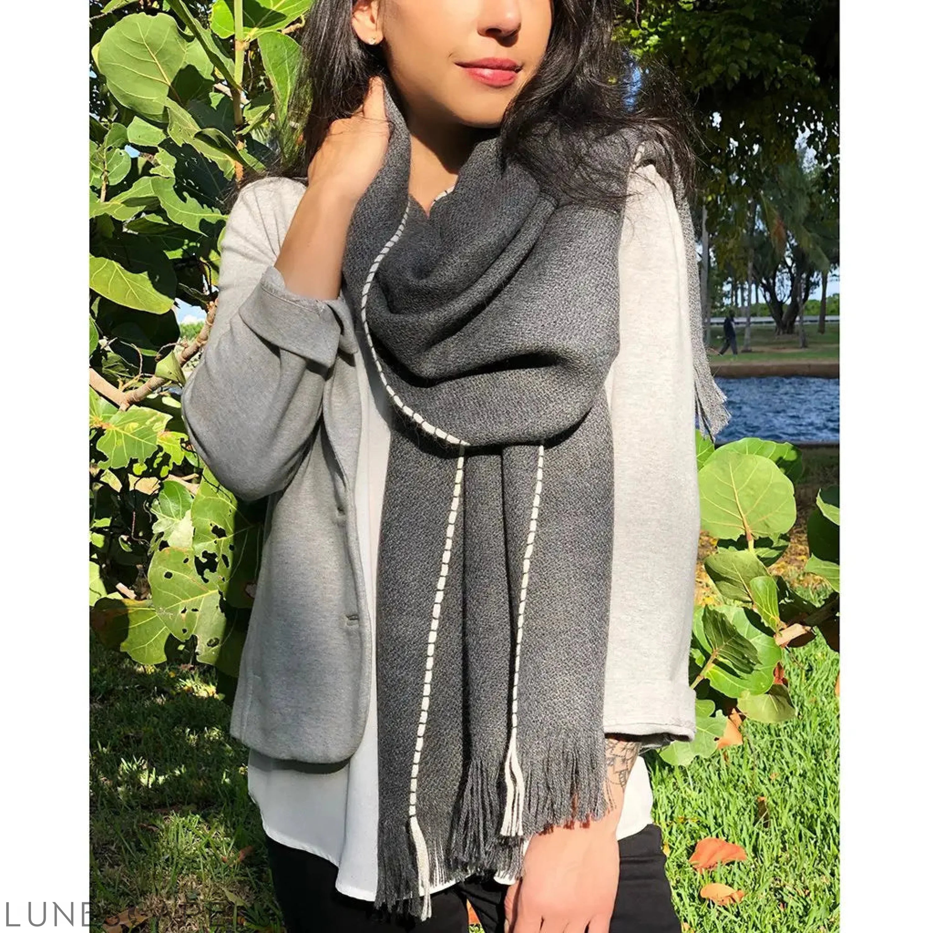 Slate + Salt "Andes" Charcoal Baby Alpaca Scarf LUNESCAPE