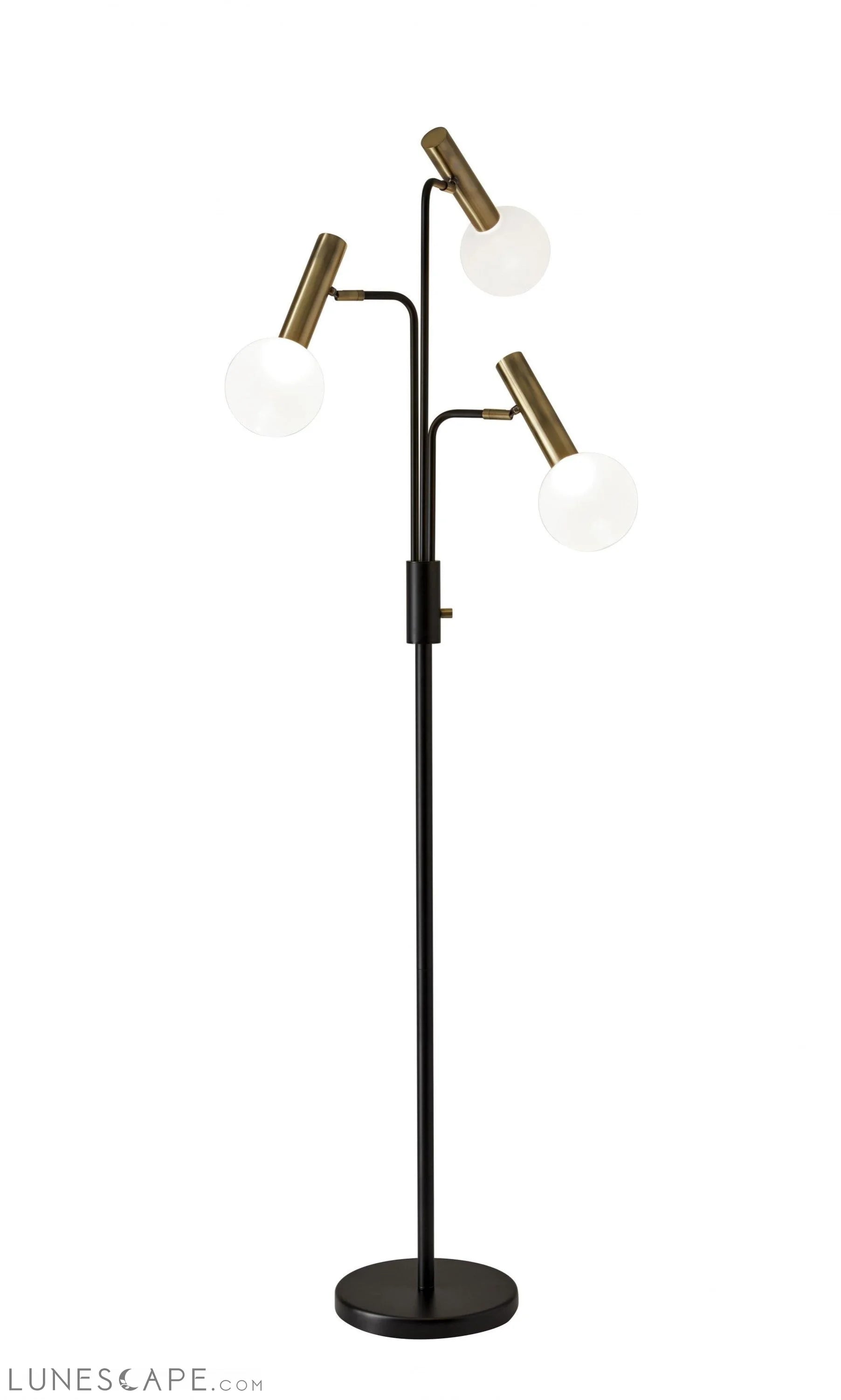 Sleek Black and Brass Finish LED 3-Arm Floor Lamp LUNESCAPE