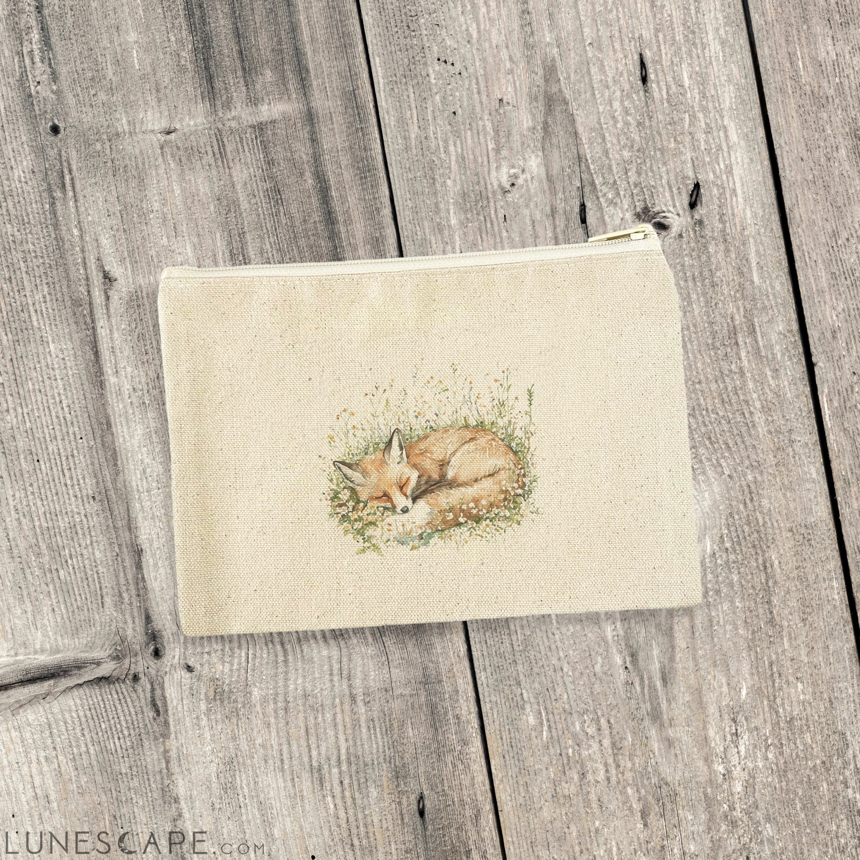 Sleeping Fox - Spring Canvas Zipper Pouch LUNESCAPE