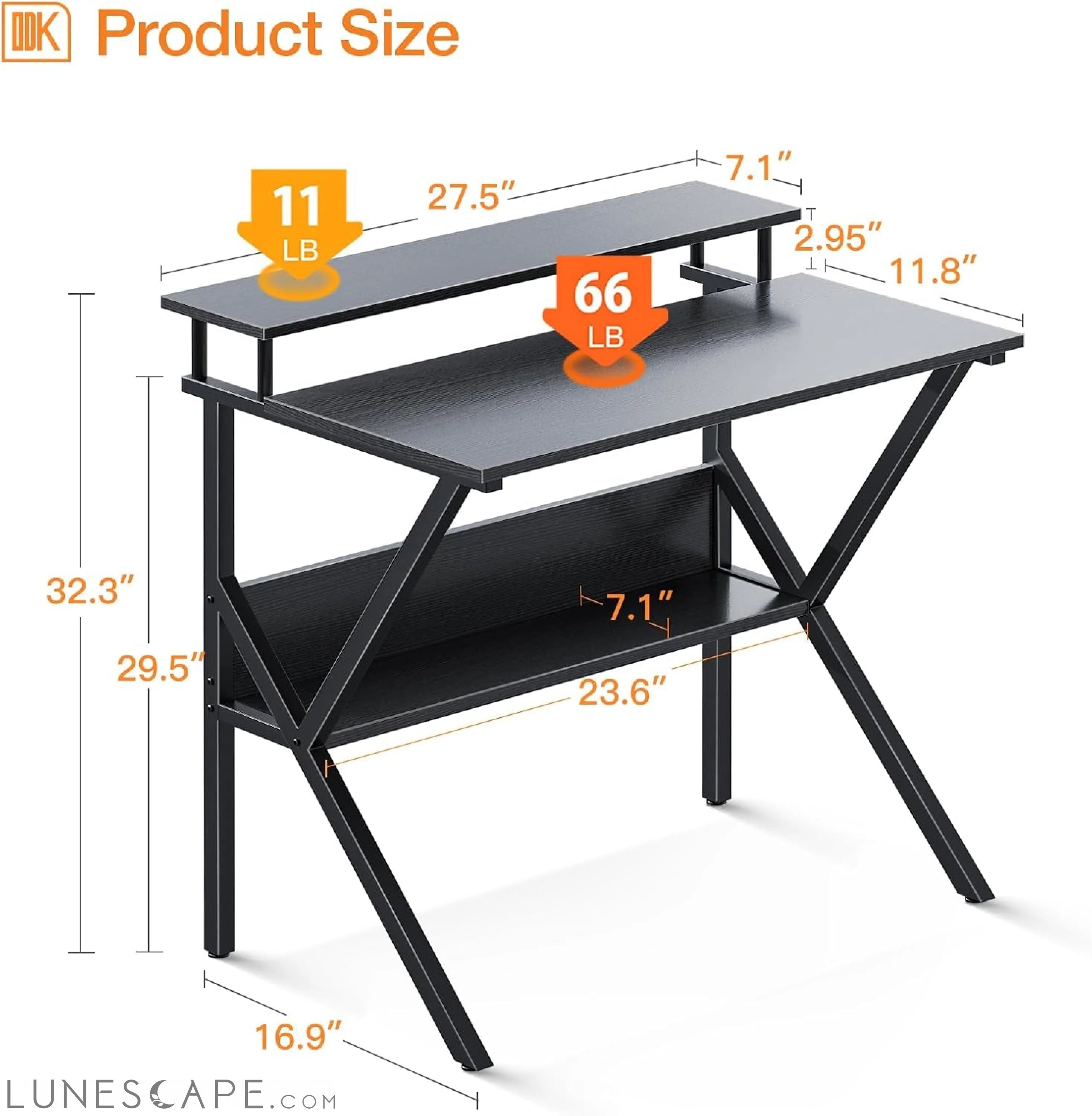 Small Computer Desk, 27.5 Inch, Compact Tiny Study Desk with Storage LUNESCAPE