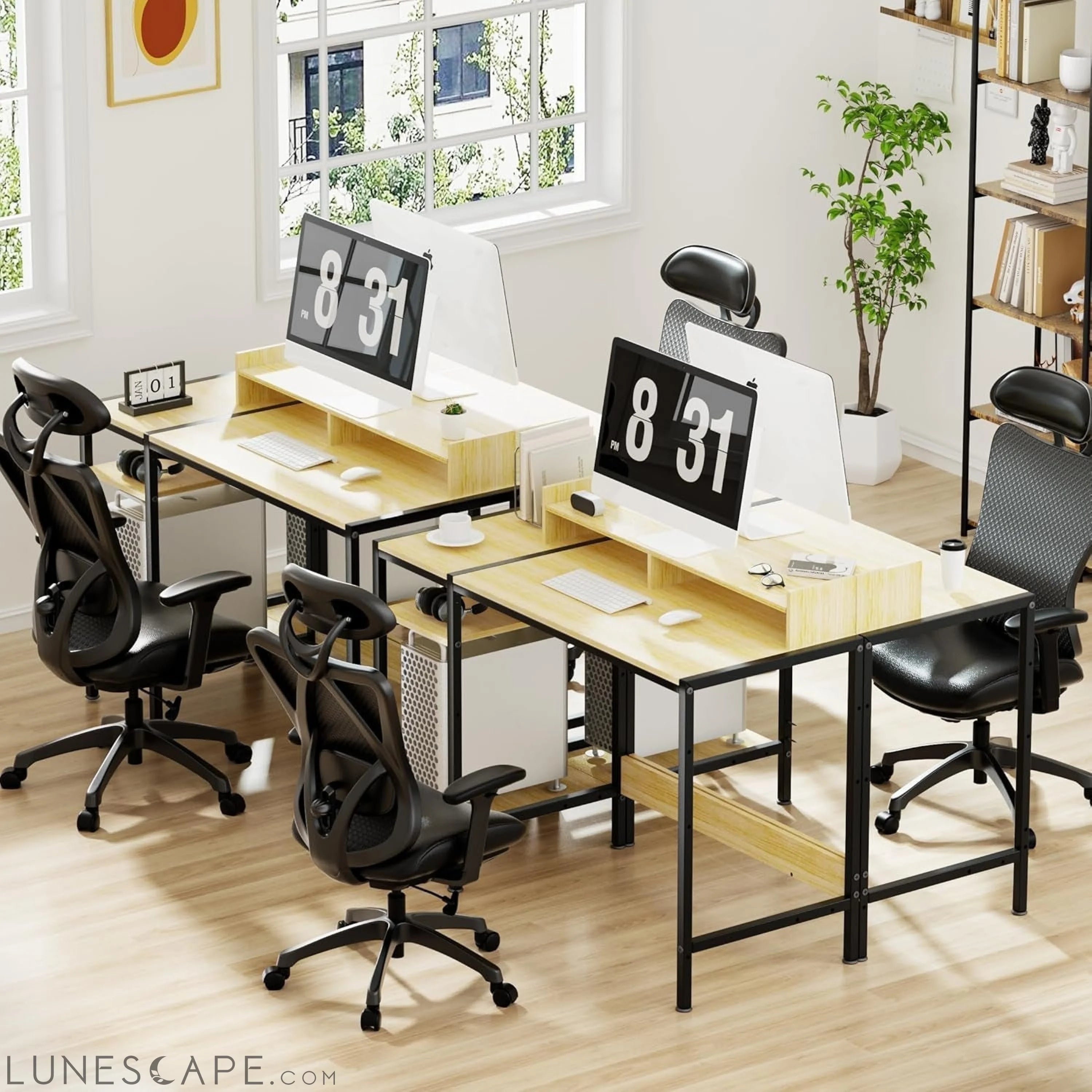 Small Computer Gaming Desk - 47” Home Office Desk with Storage, LUNESCAPE