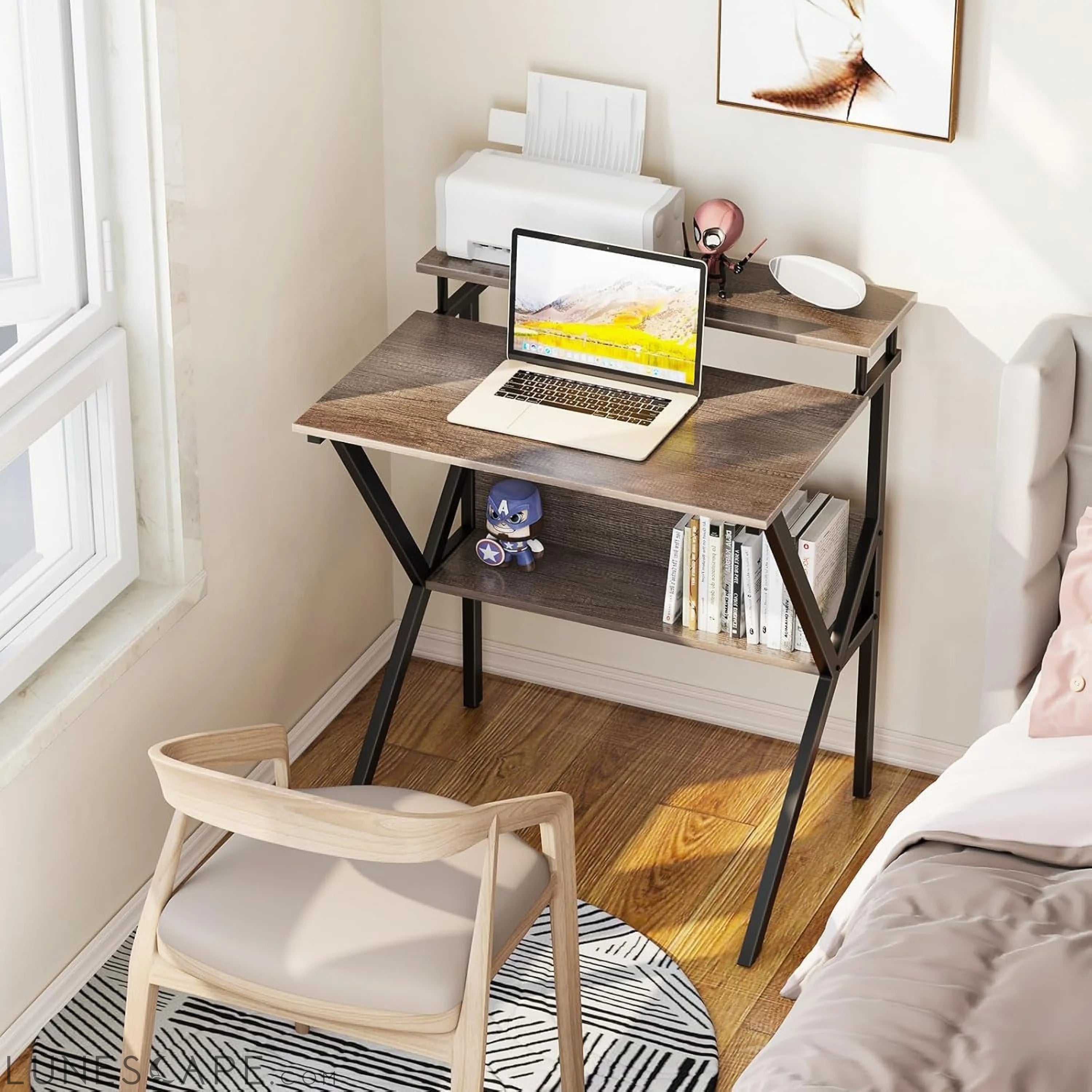 Small Desk, 27.5 Inch Small Computer Desk for Small Spaces, Compact LUNESCAPE