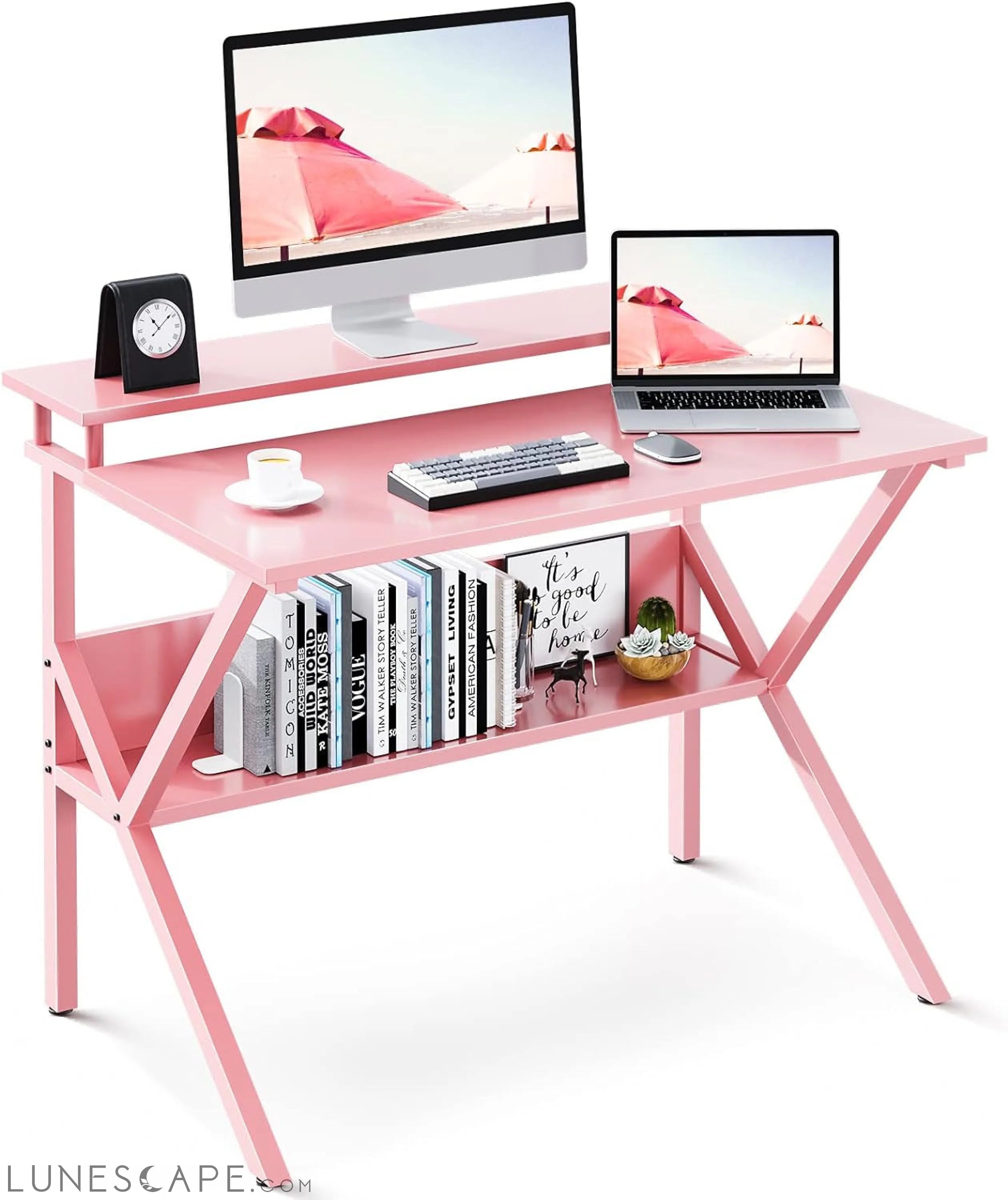 Small Desk, 27.5 Inch Small Computer Desk for Small Spaces, Compact LUNESCAPE