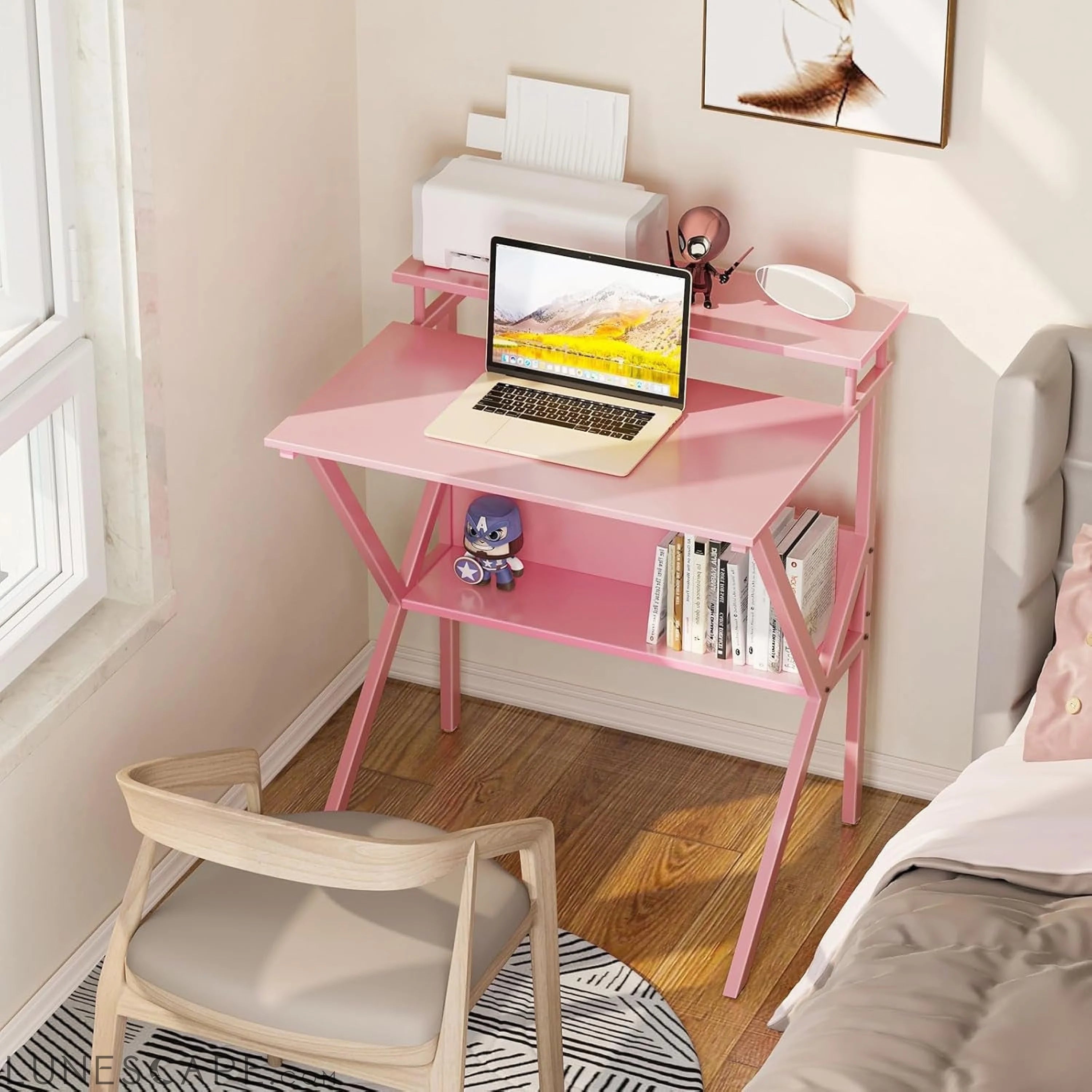 Small Desk, 27.5 Inch Small Computer Desk for Small Spaces, Compact LUNESCAPE