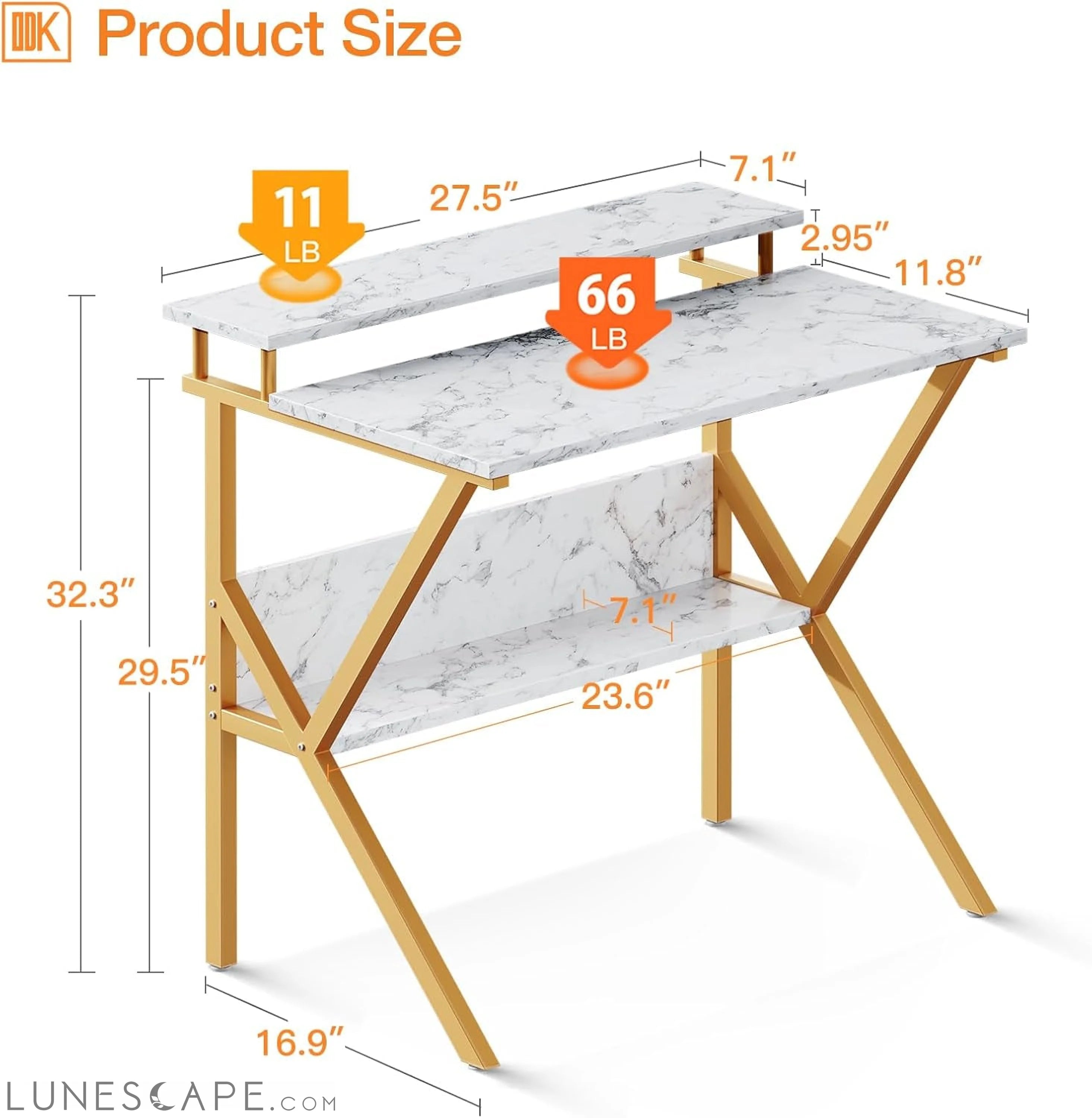 Small Desk, 27.5 Inch Small Computer Desk for Small Spaces, Compact LUNESCAPE