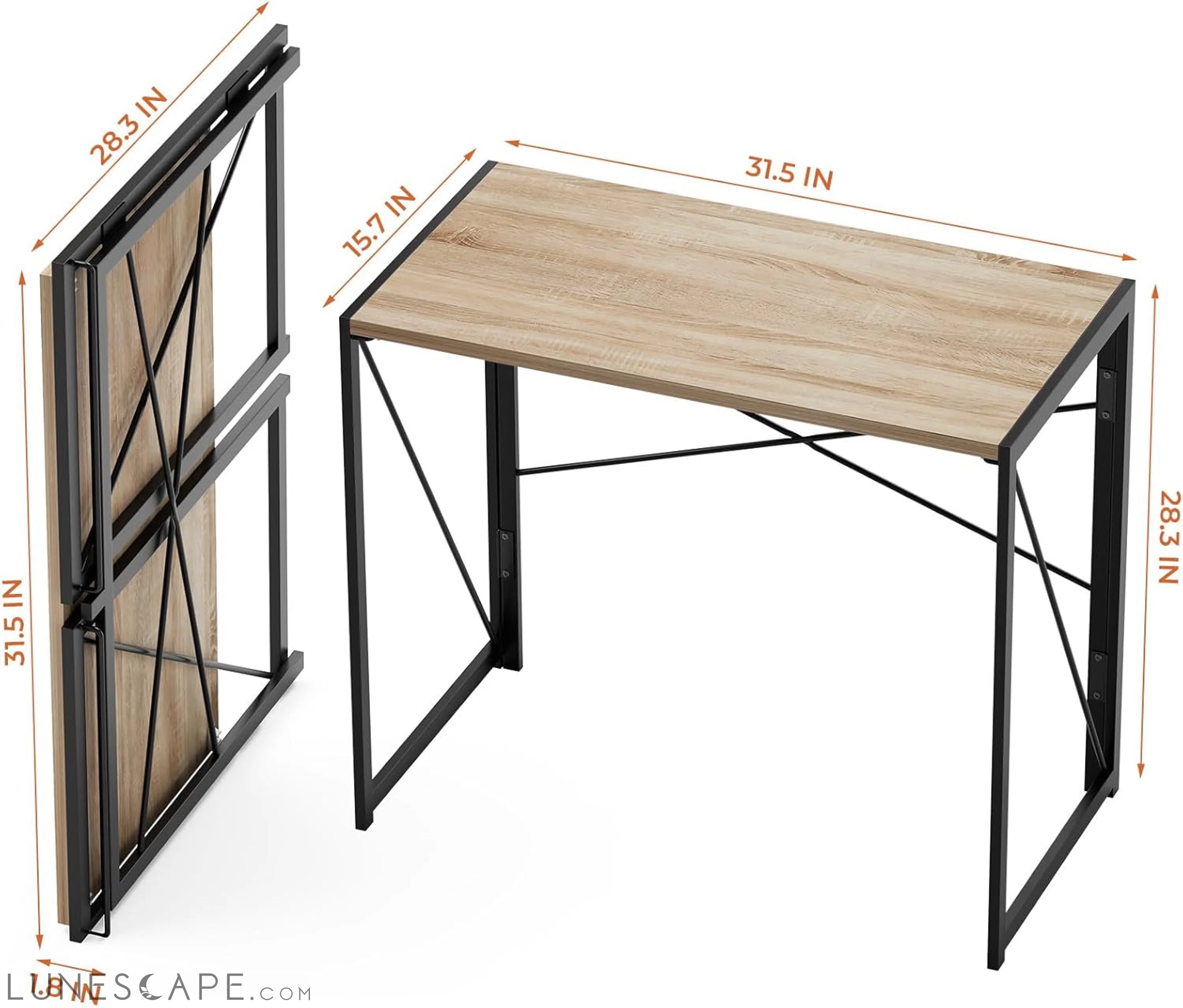 Small Folding Desk 31.5 Inch No Assembly Required Computer Desks, LUNESCAPE