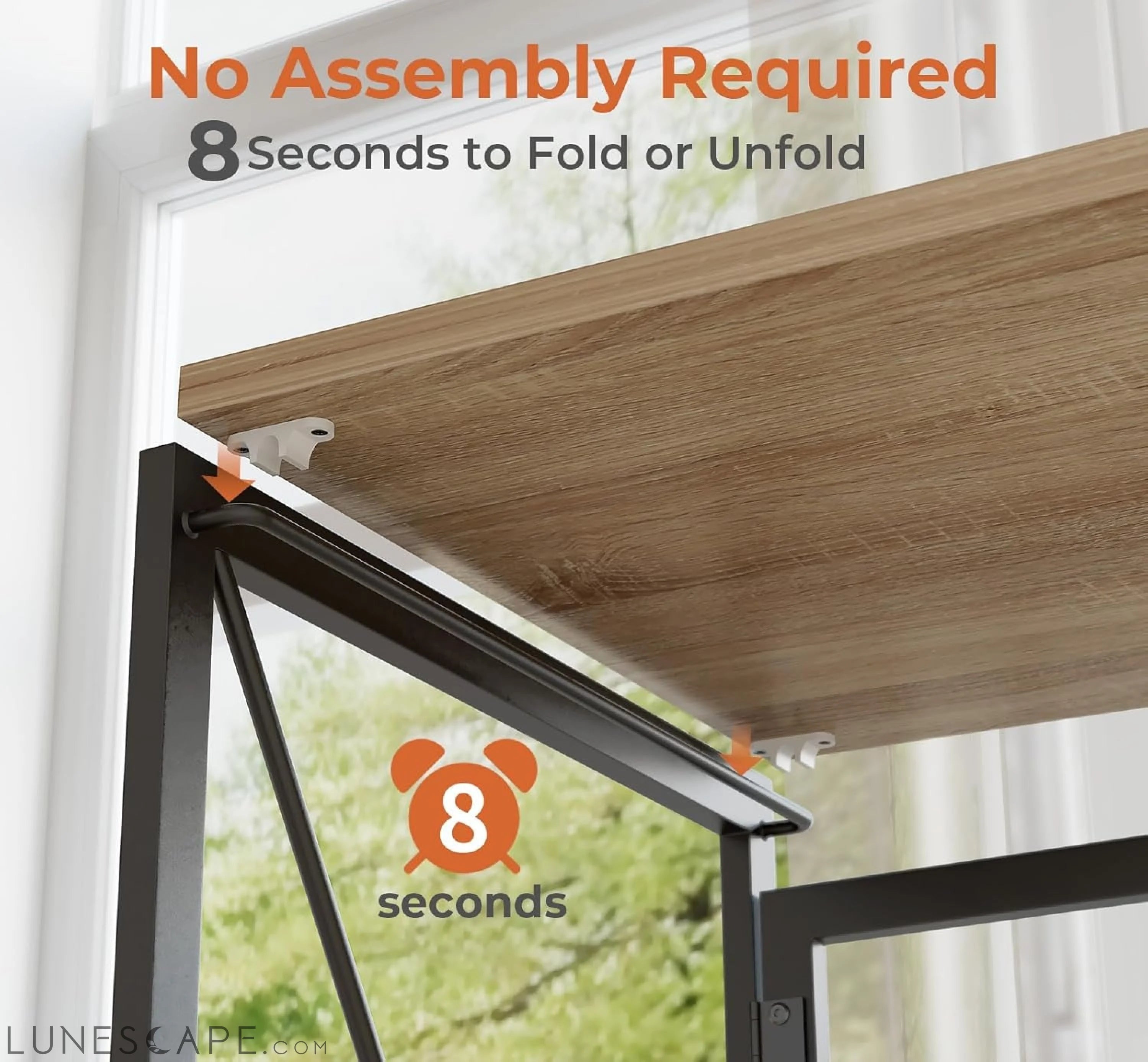 Small Folding Desk 31.5 Inch No Assembly Required Computer Desks, LUNESCAPE