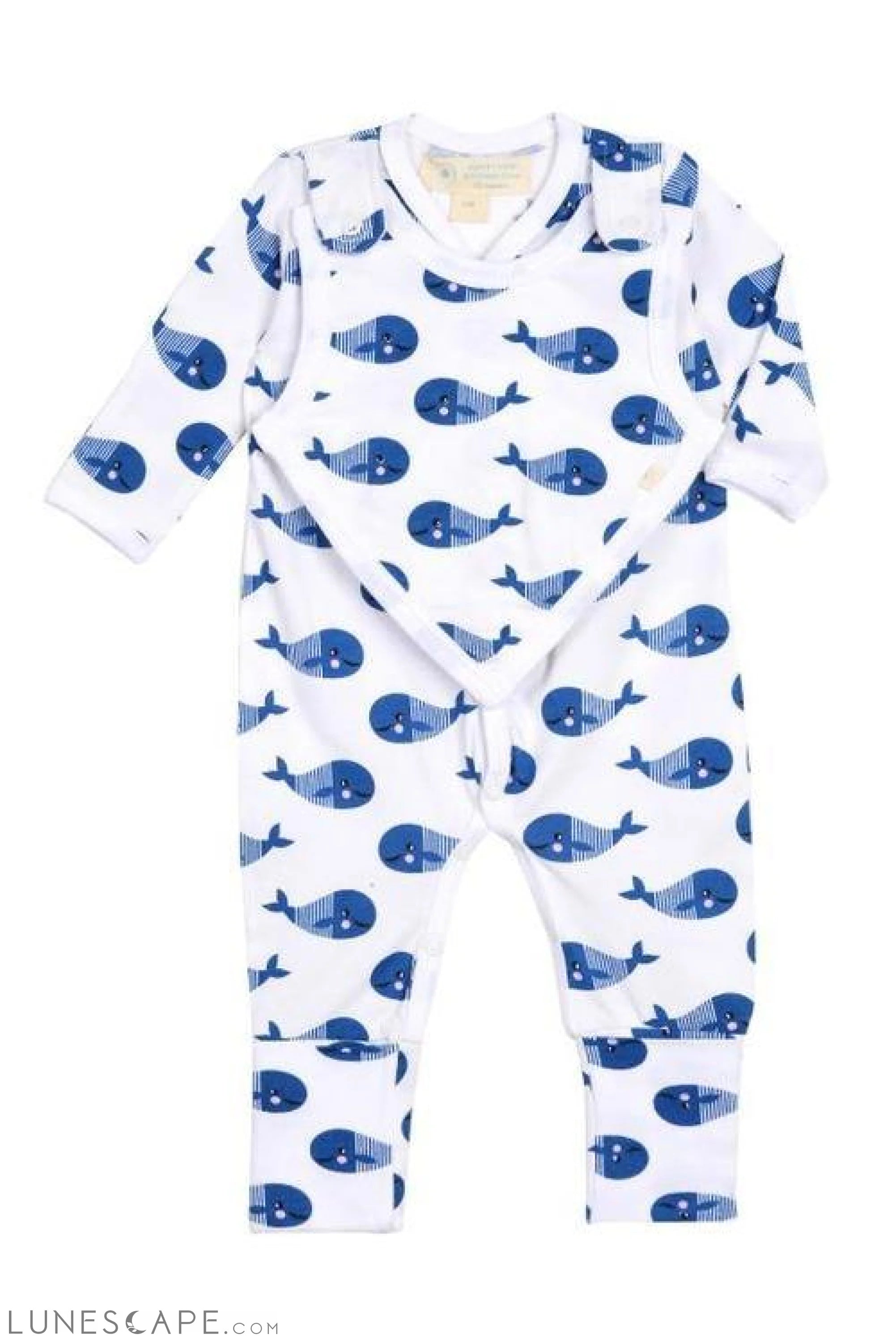 Smart Footed One-Piece + Bib - Blue Whale LUNESCAPE