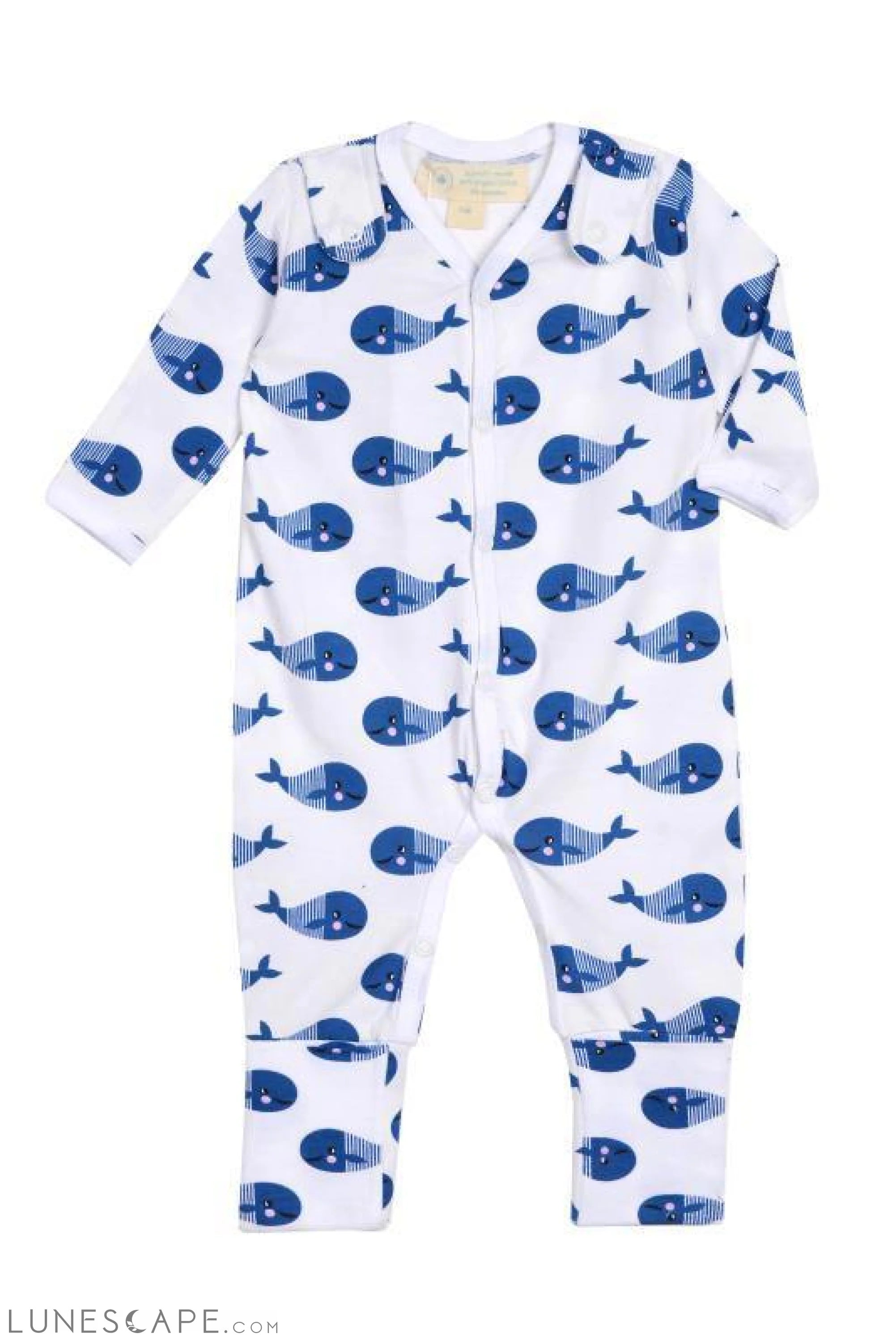 Smart Footed One-Piece + Bib - Blue Whale LUNESCAPE