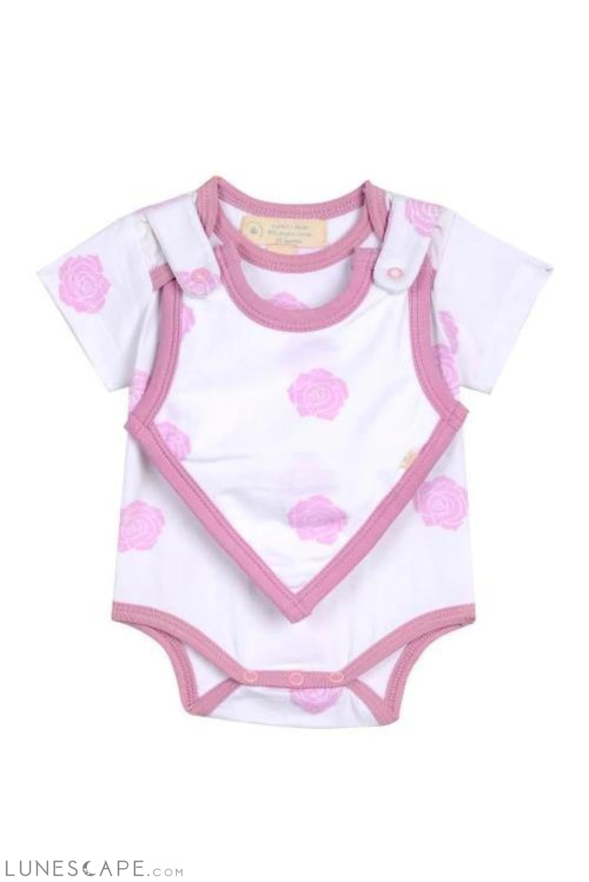 Smart Short Sleeve Bodysuit + Bib - Pink Rose LUNESCAPE