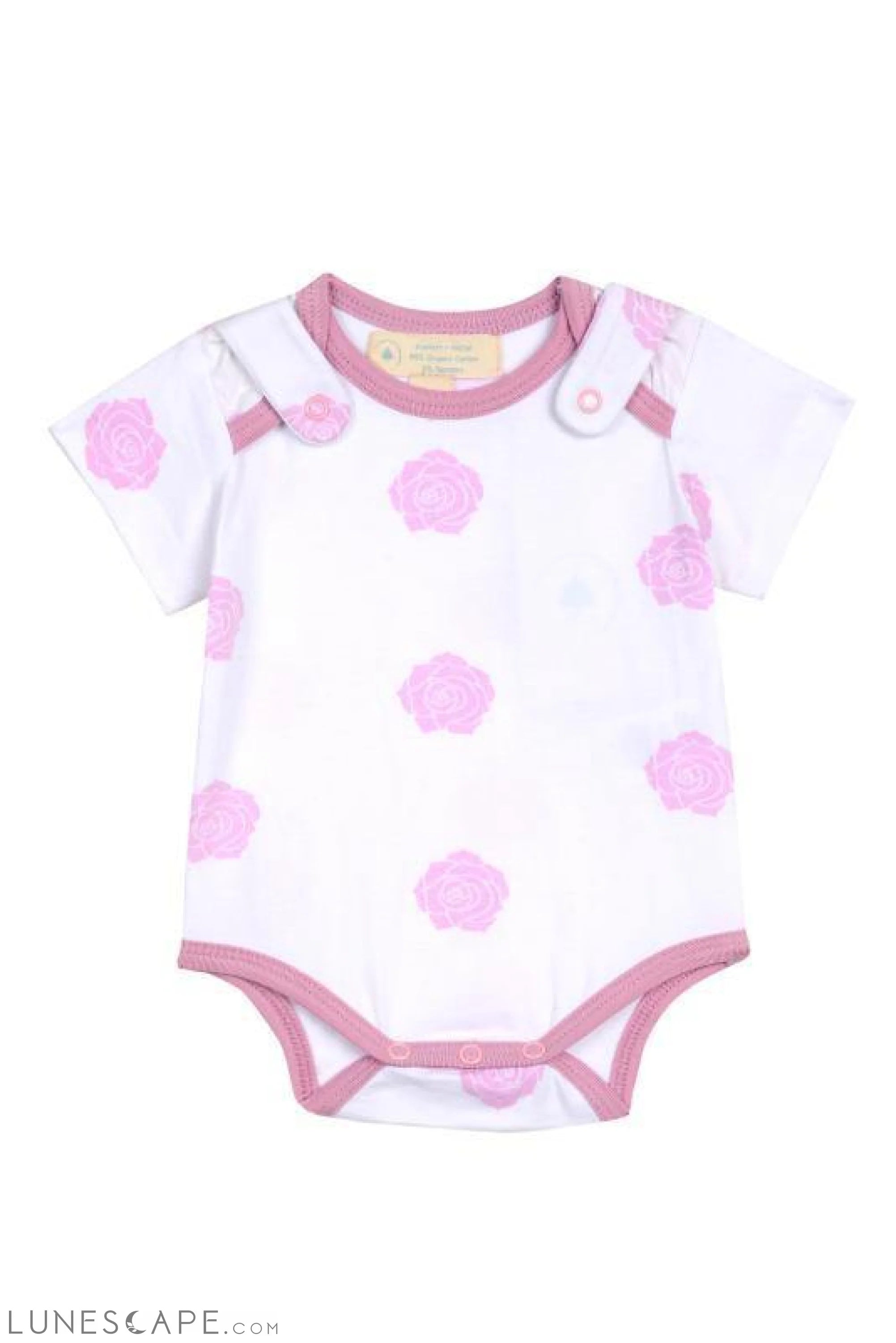 Smart Short Sleeve Bodysuit + Bib - Pink Rose LUNESCAPE