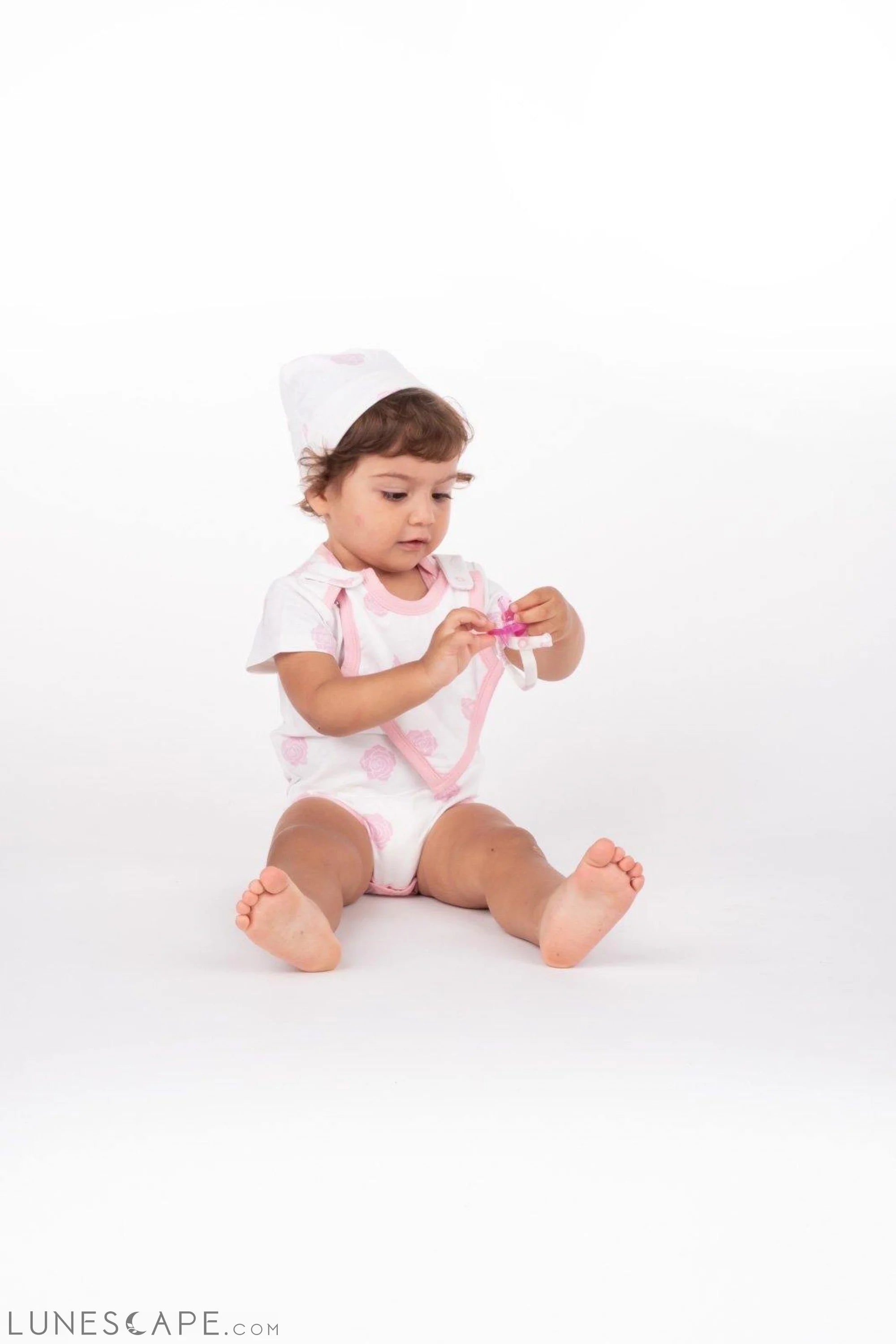 Smart Short Sleeve Bodysuit + Bib - Pink Rose LUNESCAPE