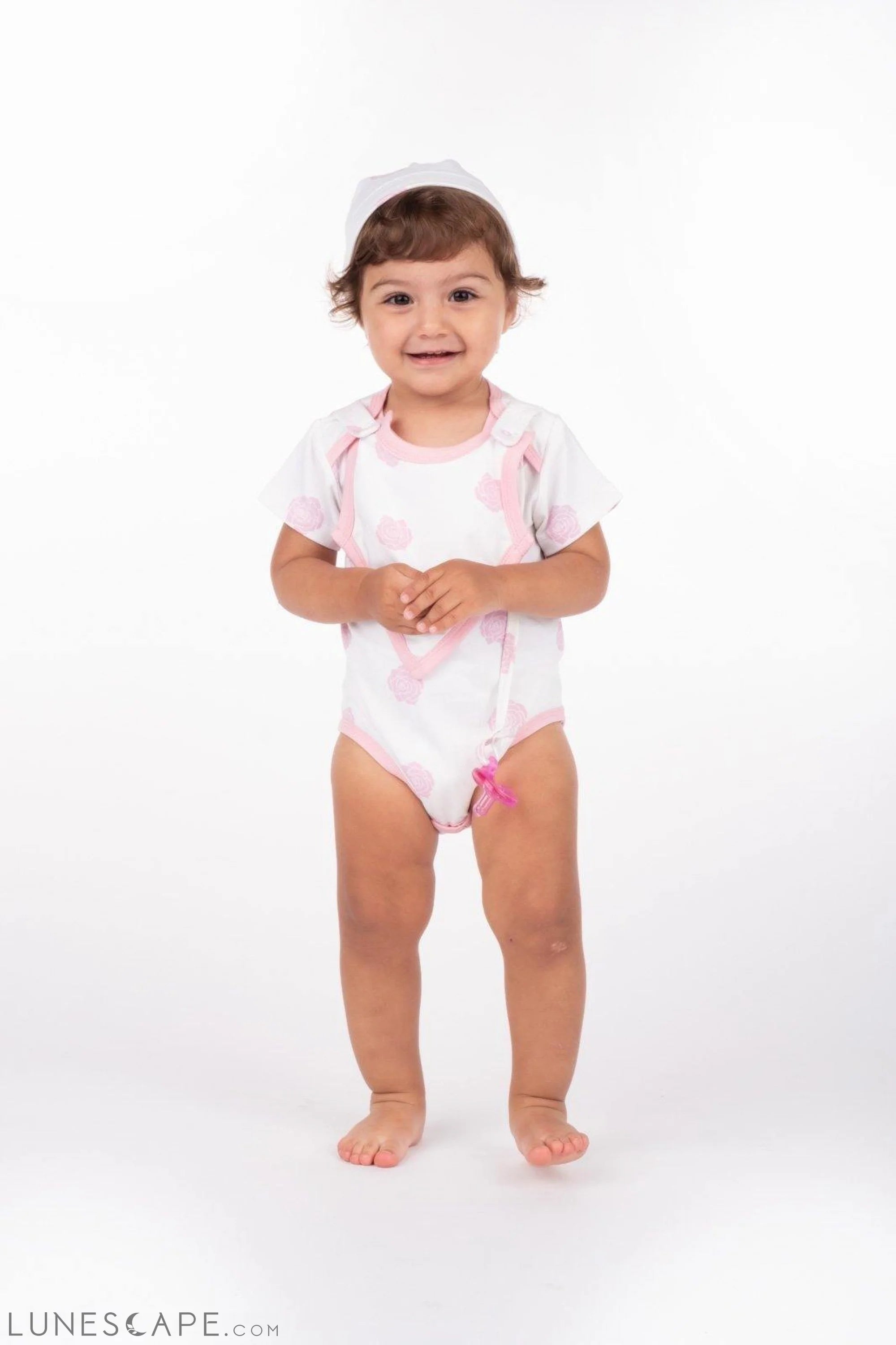 Smart Short Sleeve Bodysuit + Bib - Pink Rose LUNESCAPE