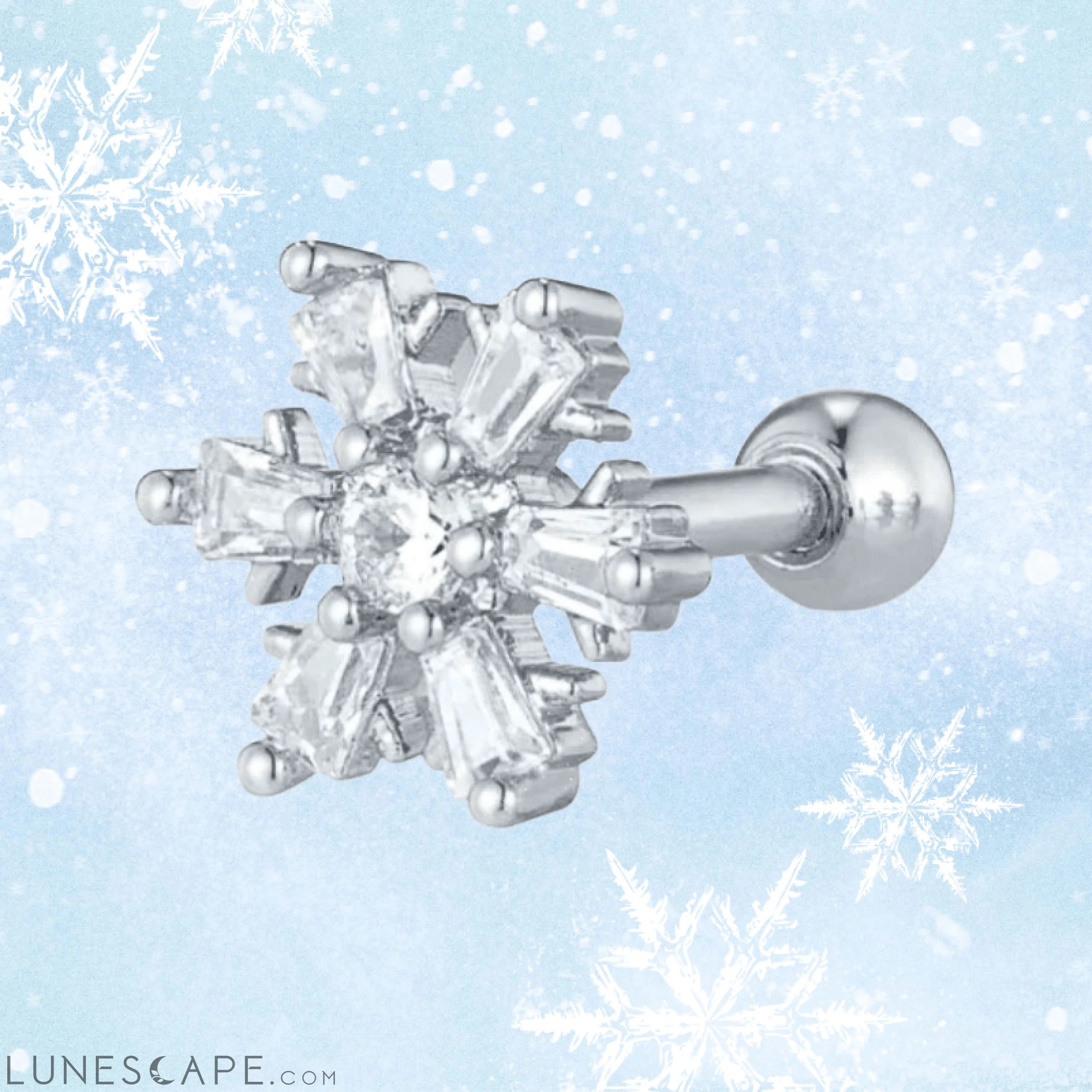Snowflake Cartilage Earring / Christmas CZ Snowflake LUNESCAPE
