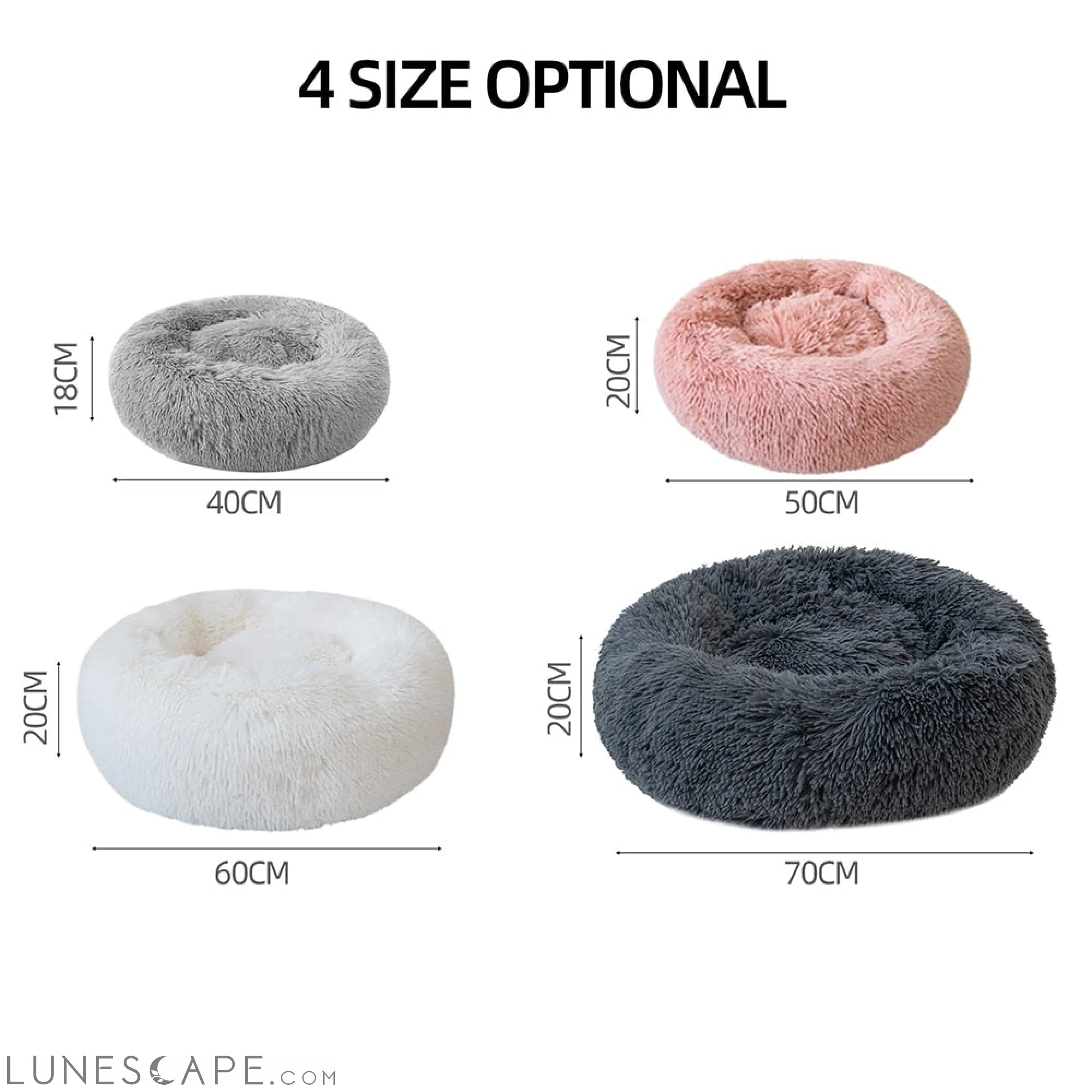 Soft Long Plush Cat Bed House Round Pet Cat Cave LUNESCAPE