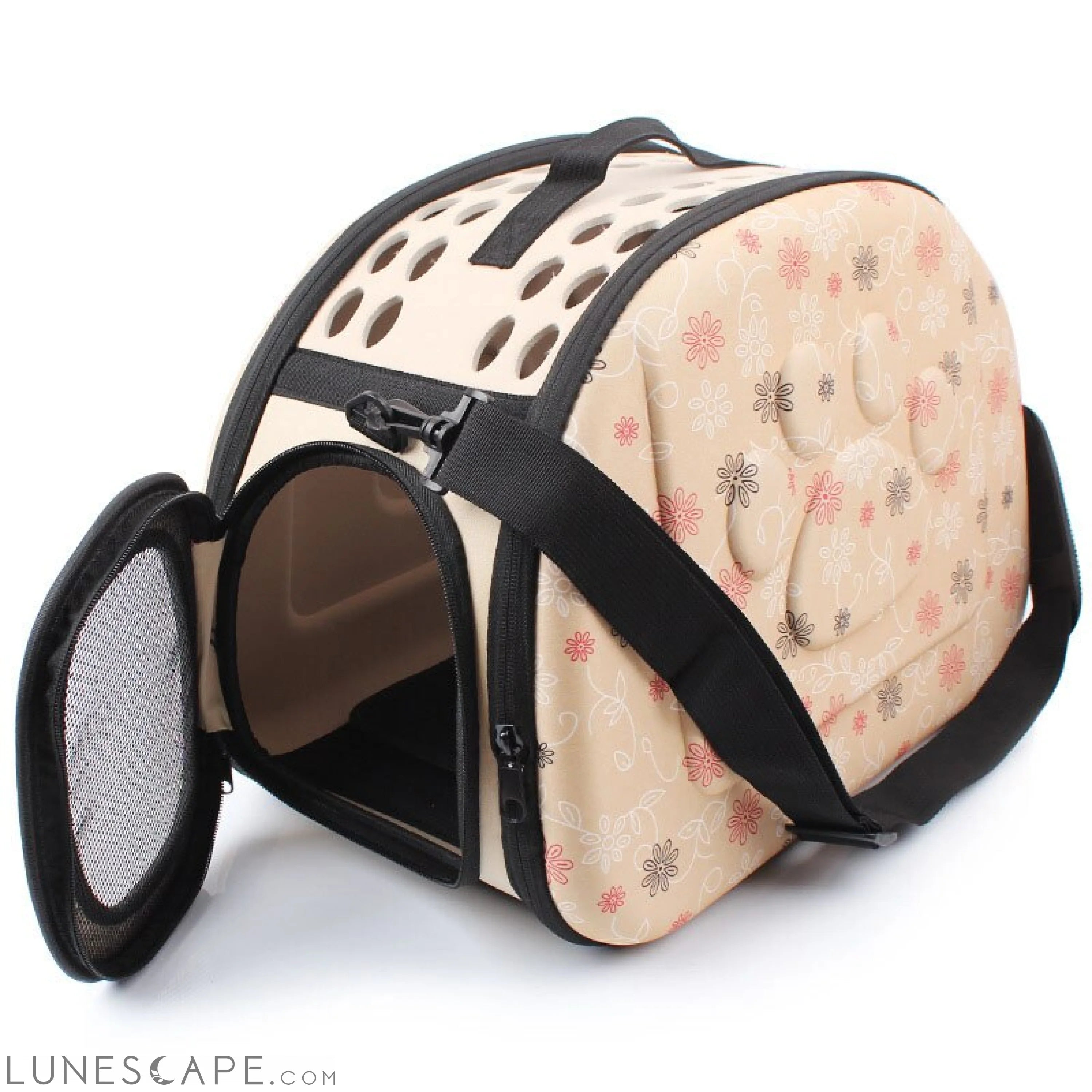 Soft-side Ventilated & Cushioned Small Pet Carrier. (Beige, Pink or Grey) LUNESCAPE