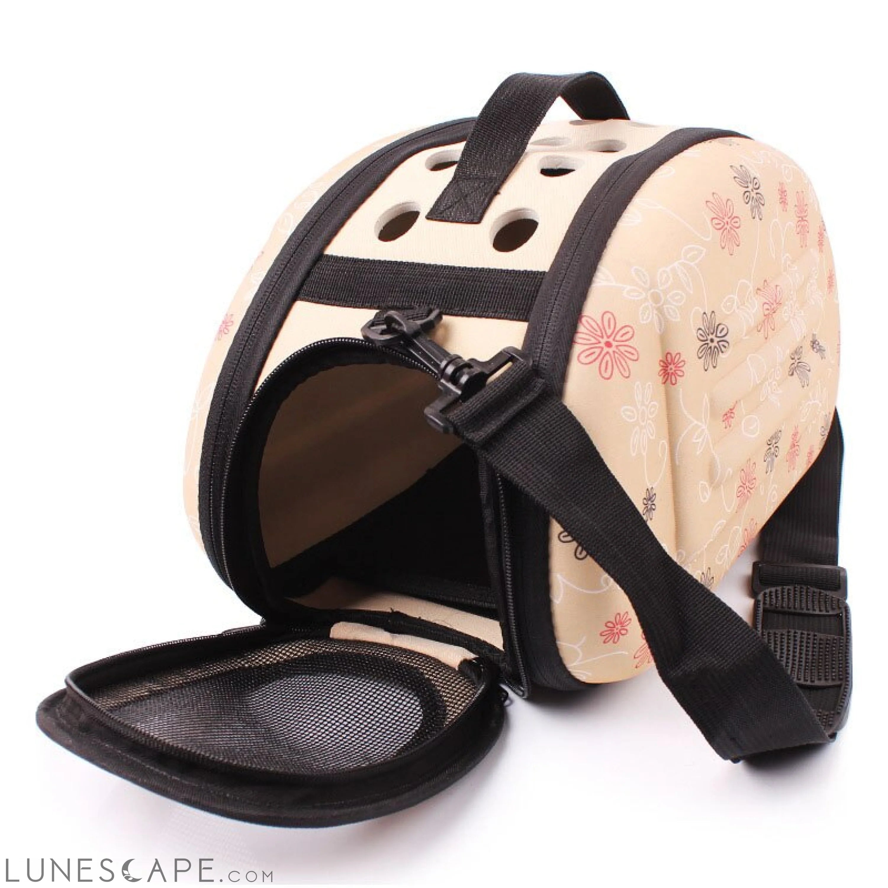 Soft-side Ventilated & Cushioned Small Pet Carrier. (Beige, Pink or Grey) LUNESCAPE