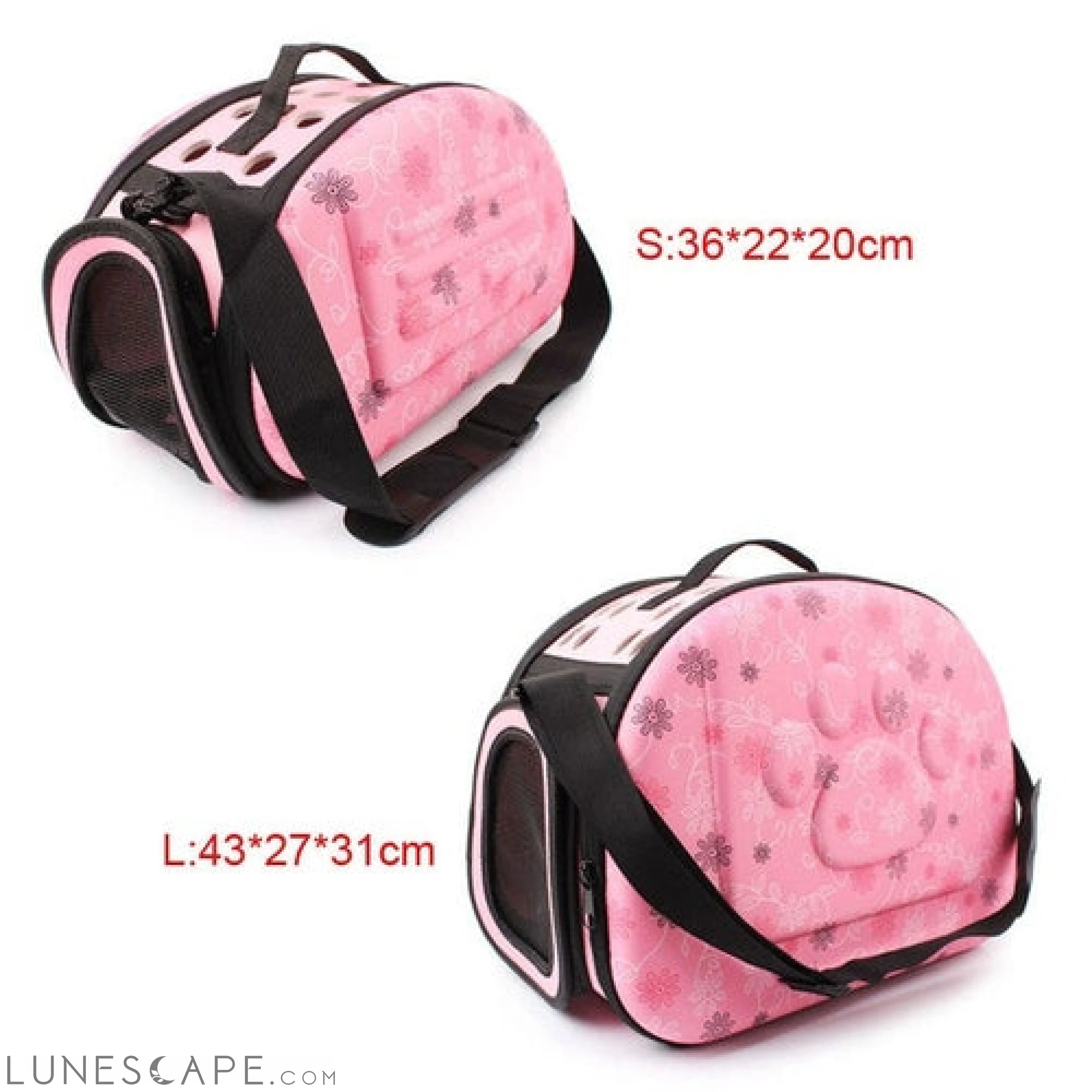 Soft-side Ventilated & Cushioned Small Pet Carrier. (Beige, Pink or Grey) LUNESCAPE