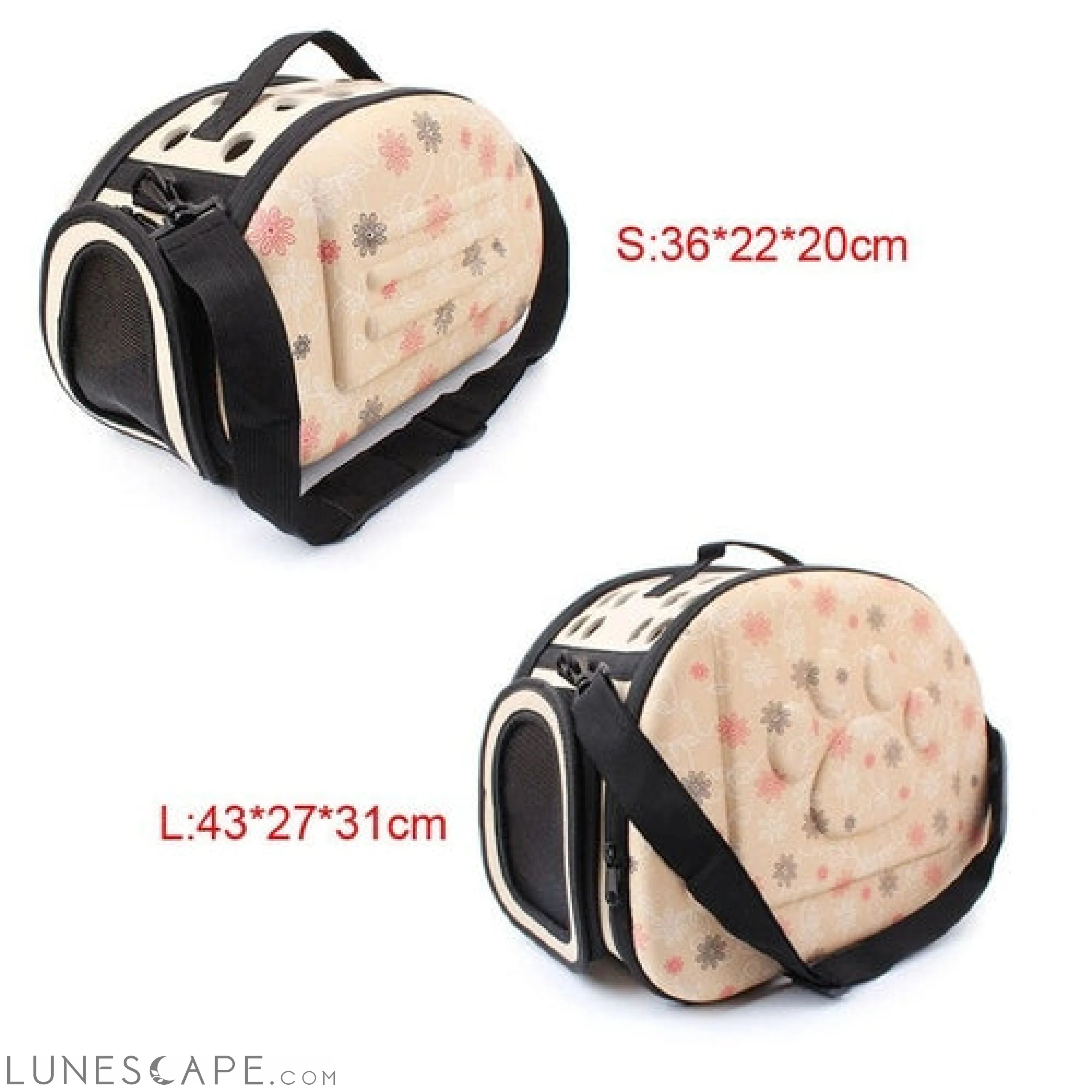 Soft-side Ventilated & Cushioned Small Pet Carrier. (Beige, Pink or Grey) LUNESCAPE