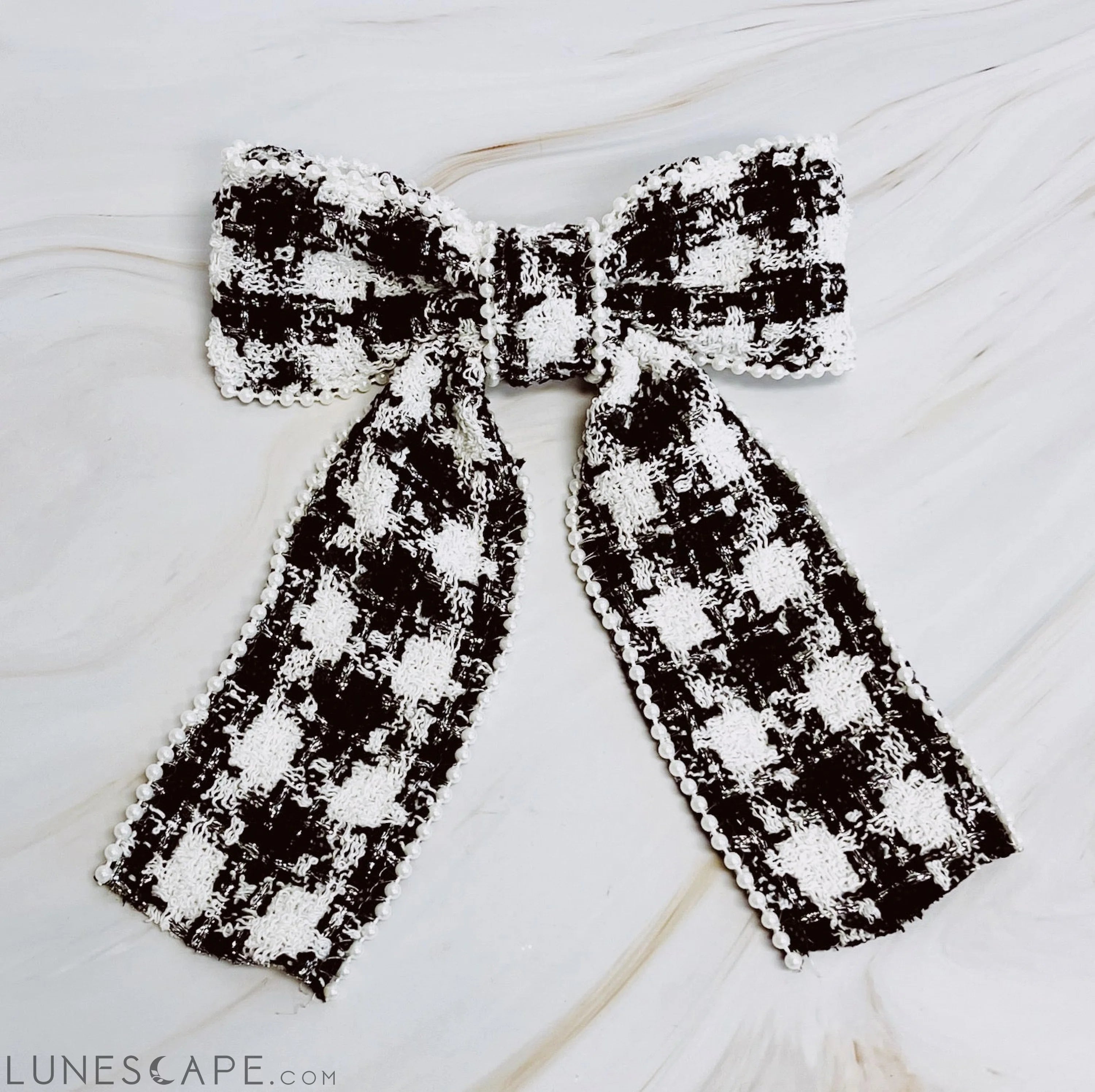 Soft Tweed Bow Hair Clip LUNESCAPE