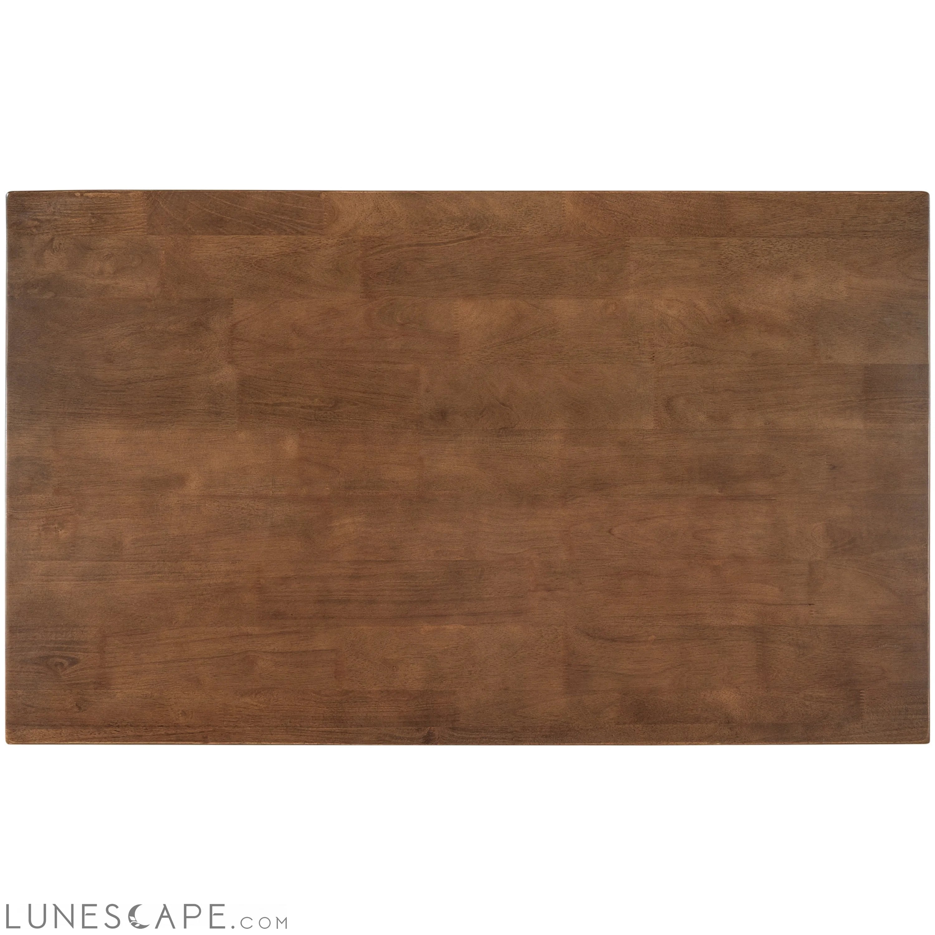 Solid Wood Rustic 45" Stationary Kitchen Island, Rubber Wood Butcher Block Dining Table Prep Table With 2 Open Shelves F LUNESCAPE