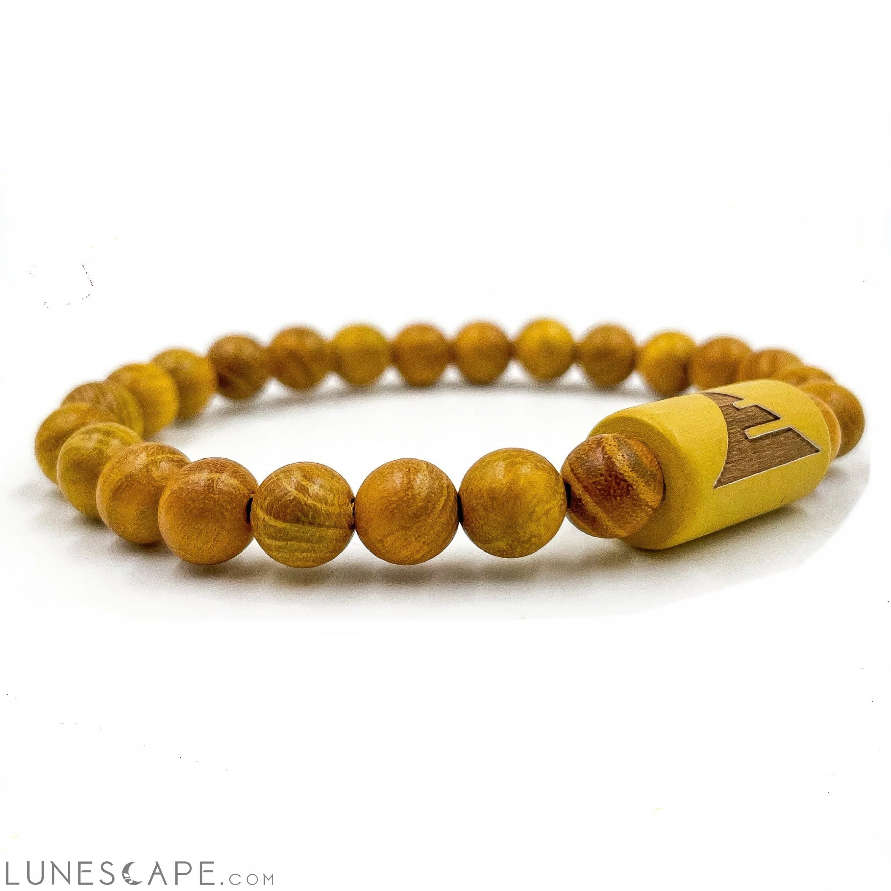 Solid - Yellow Sandalwood Mala Beaded Bracelet LUNESCAPE