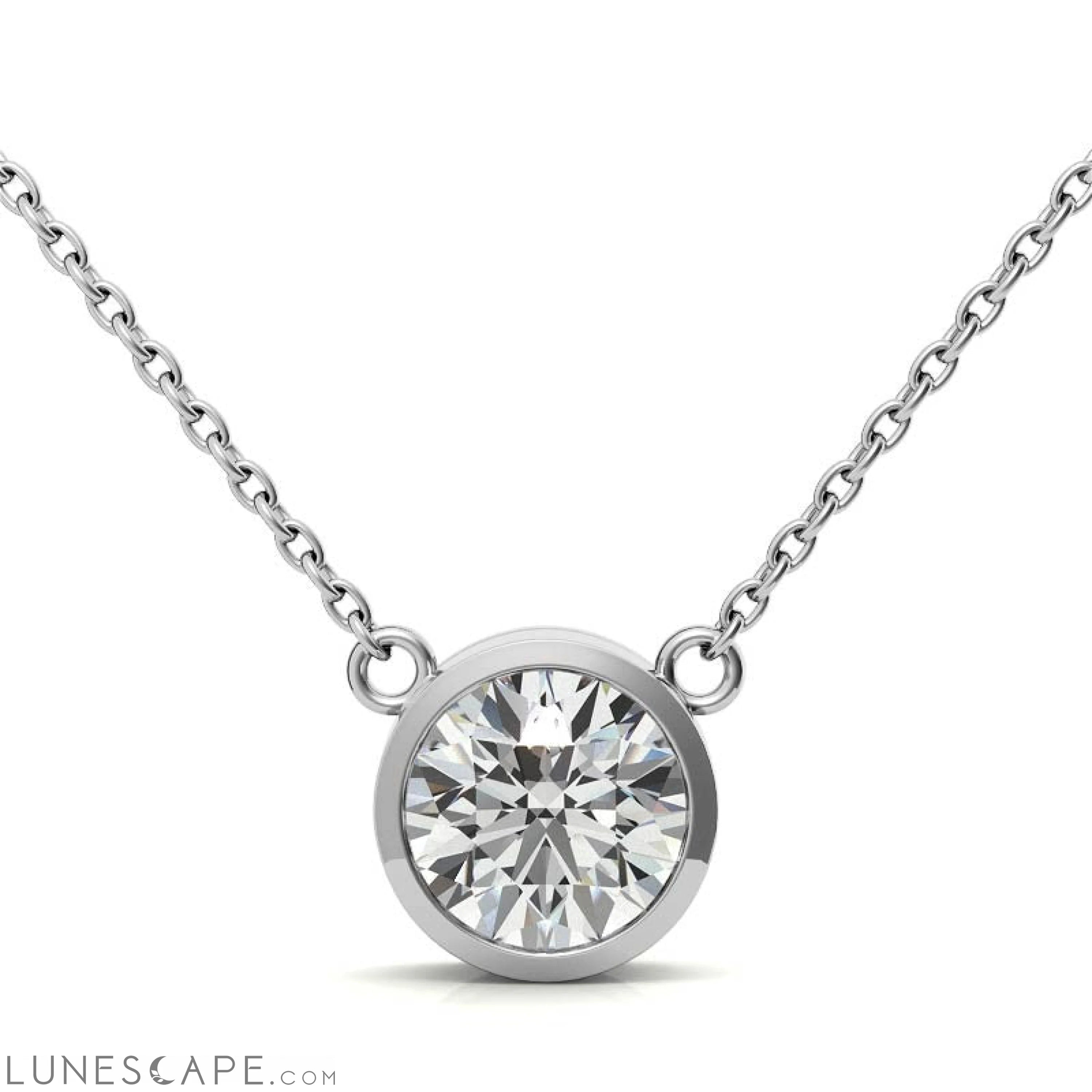 Solitaire Diamond Pendant (G-Vs) in 14K White or Yellow Gold LUNESCAPE