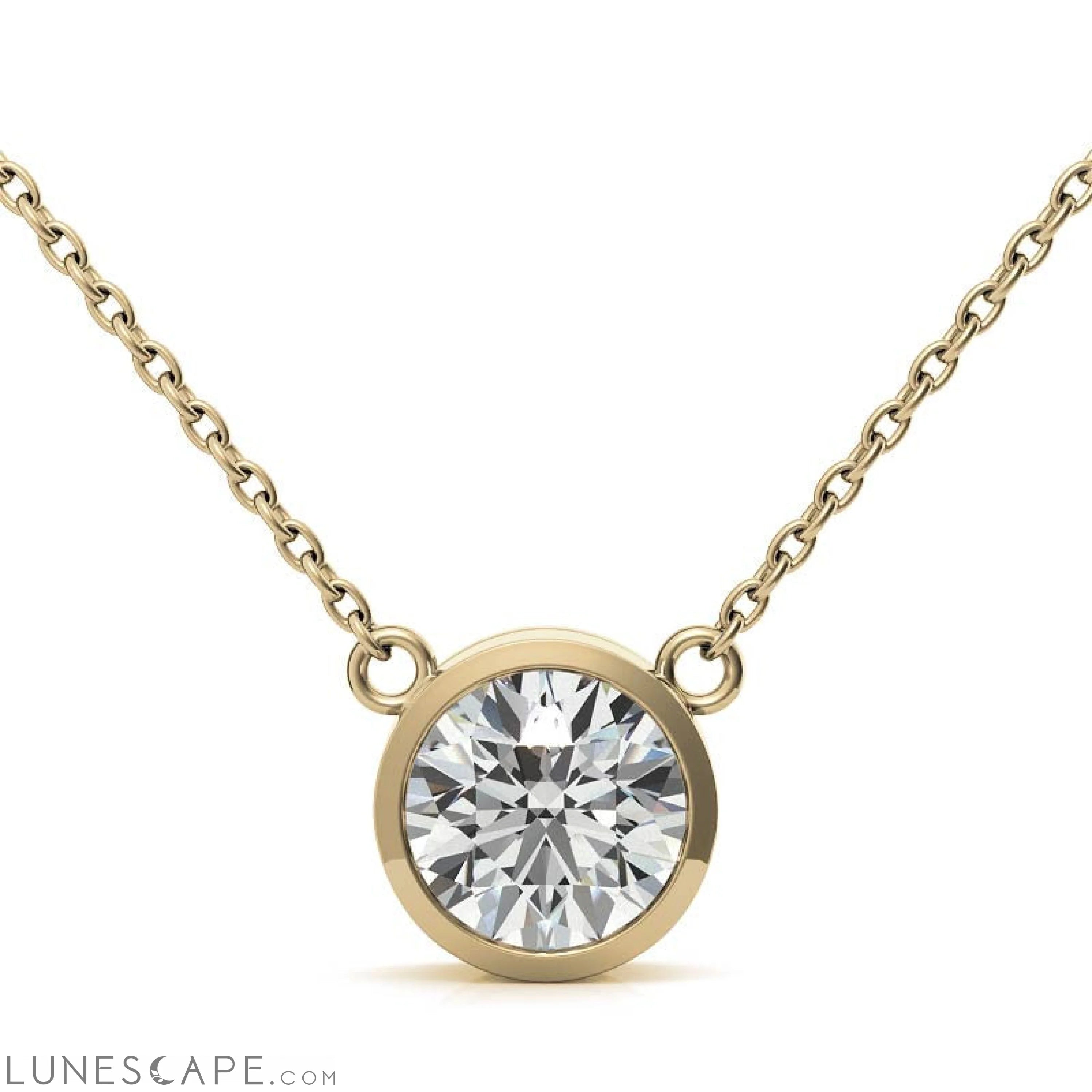 Solitaire Diamond Pendant (G-Vs) in 14K White or Yellow Gold LUNESCAPE